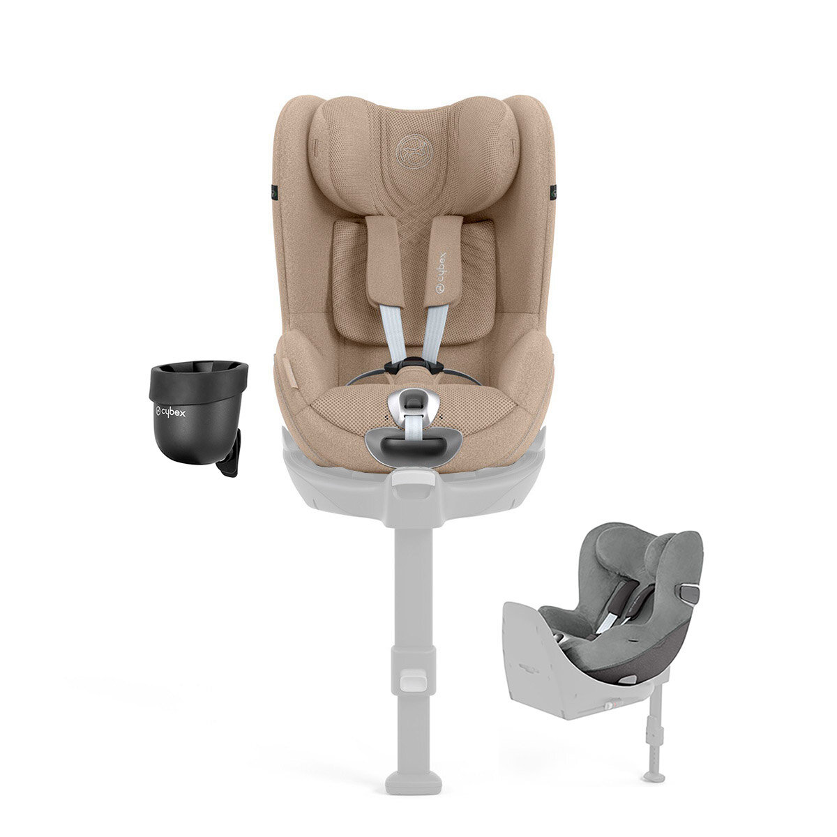 Cybex Kindersitz Sirona T Plus Cozy Beige + Gratis Sommerbezug + Gratis Becherhalter