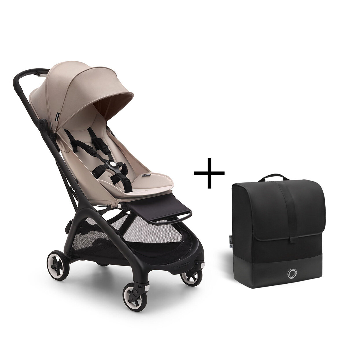 Bugaboo Butterfly Set mit Tasche Schwarz - Wüsten Beige