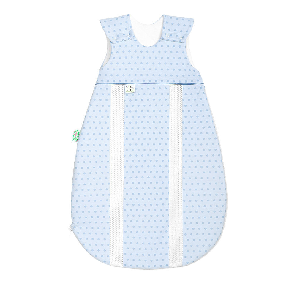 Odenwälder Jersey-Schlafsack prima klima springing dots sky blue, Größe:70