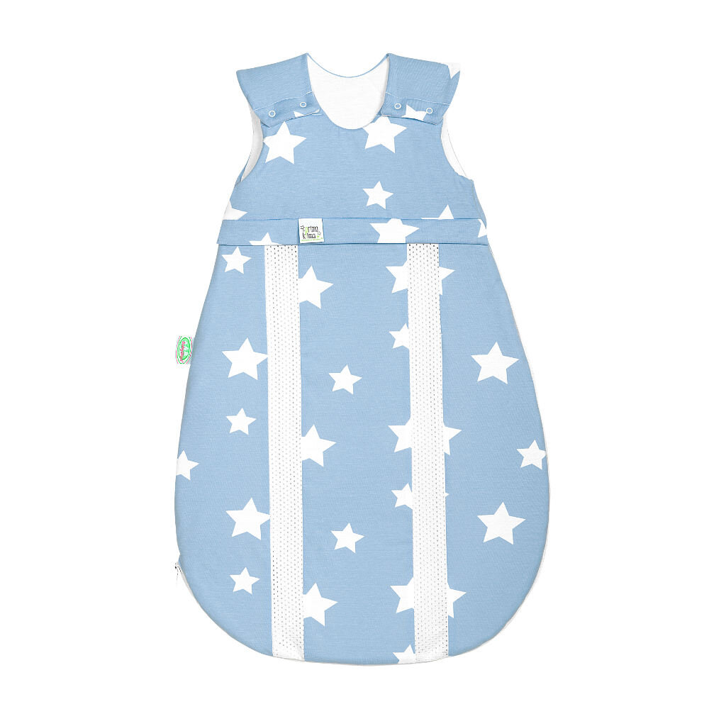 Odenwälder Jersey-Schlafsack prima klima white stars sky blue, Größe:70