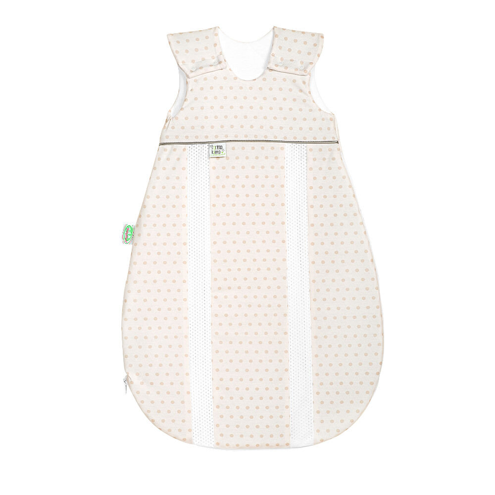 Odenwälder Jersey-Schlafsack prima klima springing dots iced coffee, Größe:70