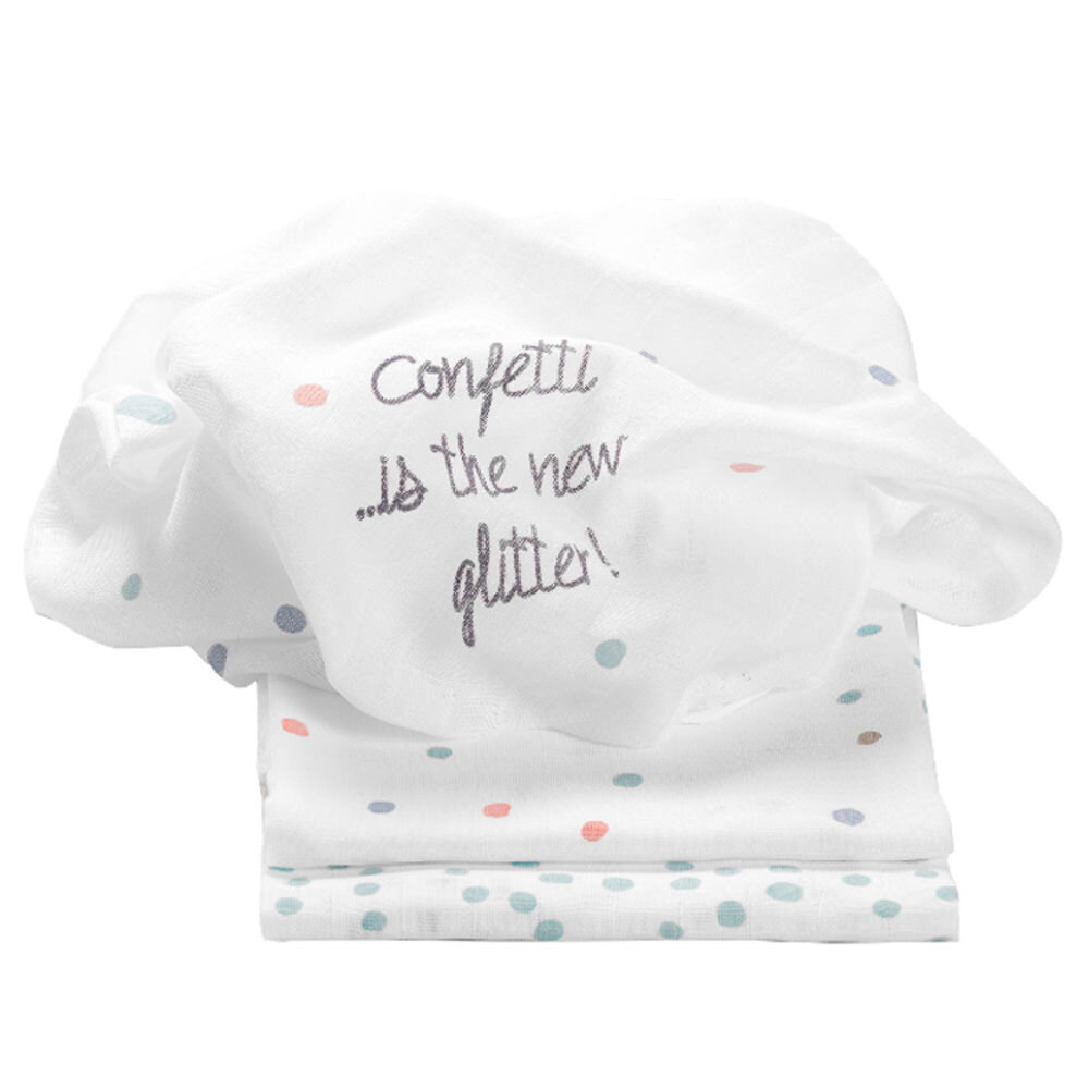 Odenwälder Doppelmull-Windeln confetti light mint 3er-Pack