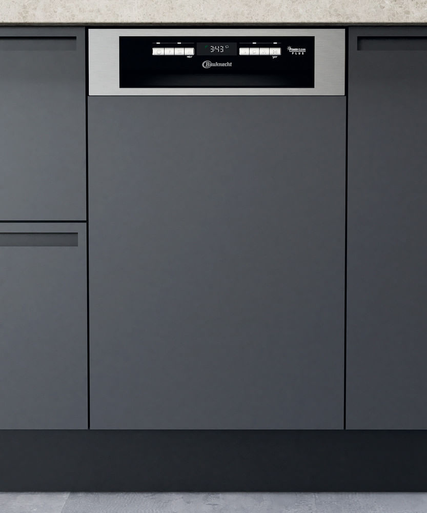 Bauknecht teilintegrierter Geschirrspüler: 45 cm Kompaktgerät, Farbe Edelstahl - BSBO 3O35 PF X