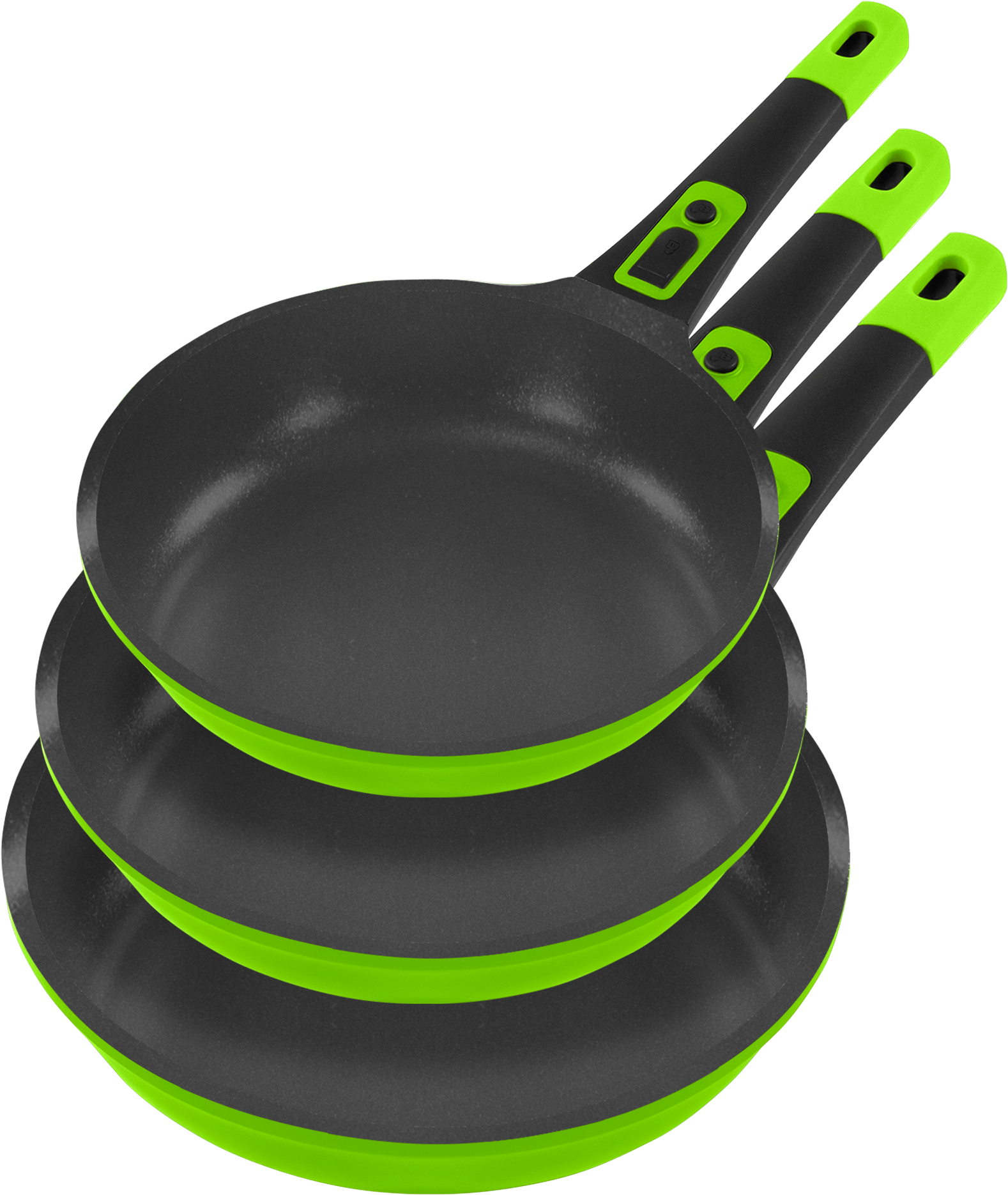 KING Pfannen-Set ''Click-Grip Xylan Plus Silver Diamond'' Aluminiumguss Set, 3 Pfannen - Ø 20 cm, Ø 24 cm & Ø 28 cm, 3 Stk. tlg. Induktion, abnehmbarer Griff, XYLAN plus Silver Diamond-Beschichtung