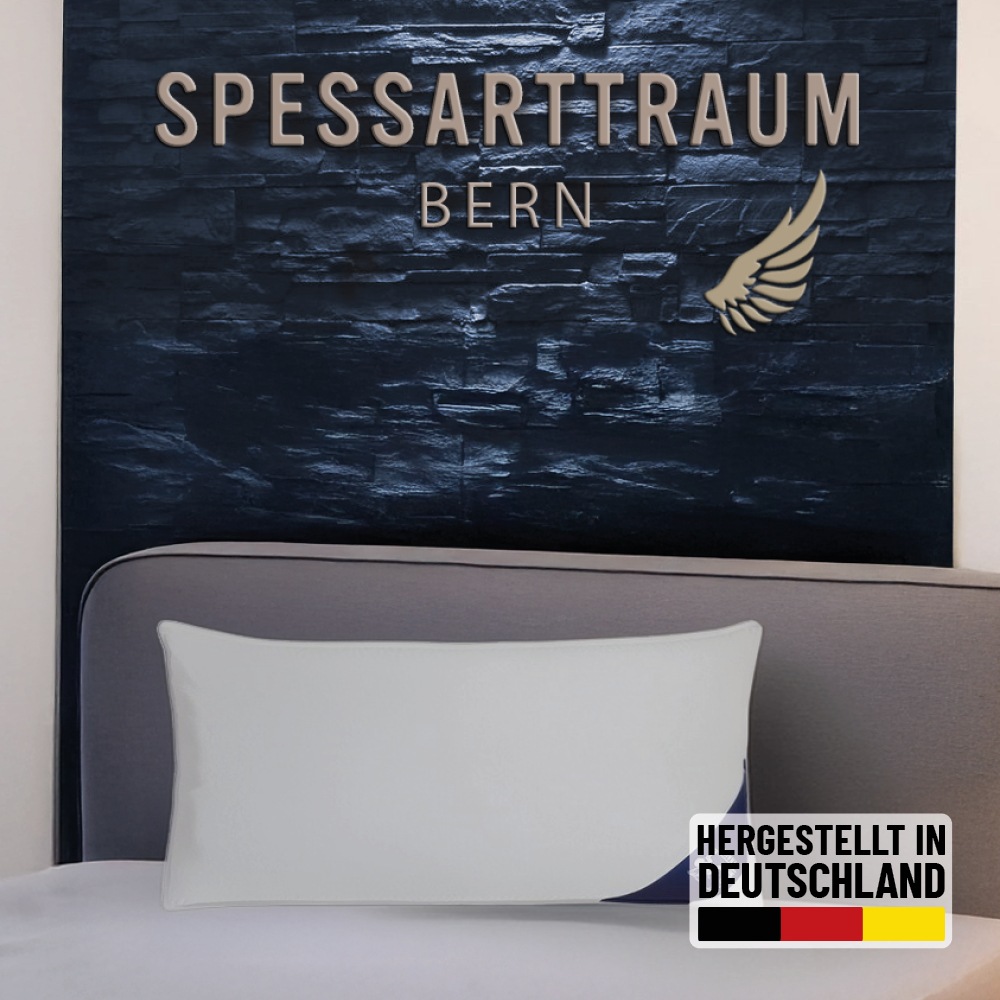 SPESSARTTRAUM 3-Kammer-Kopfkissen 'Bern Kissen 40x80cm, 80x80cm' Füllung: 60% Daunen & 40 % Federn (Außenkammer) 1 Stk. tlg. Kissen Made in Germany und die Füllung ist zertifiziert vom Downpass