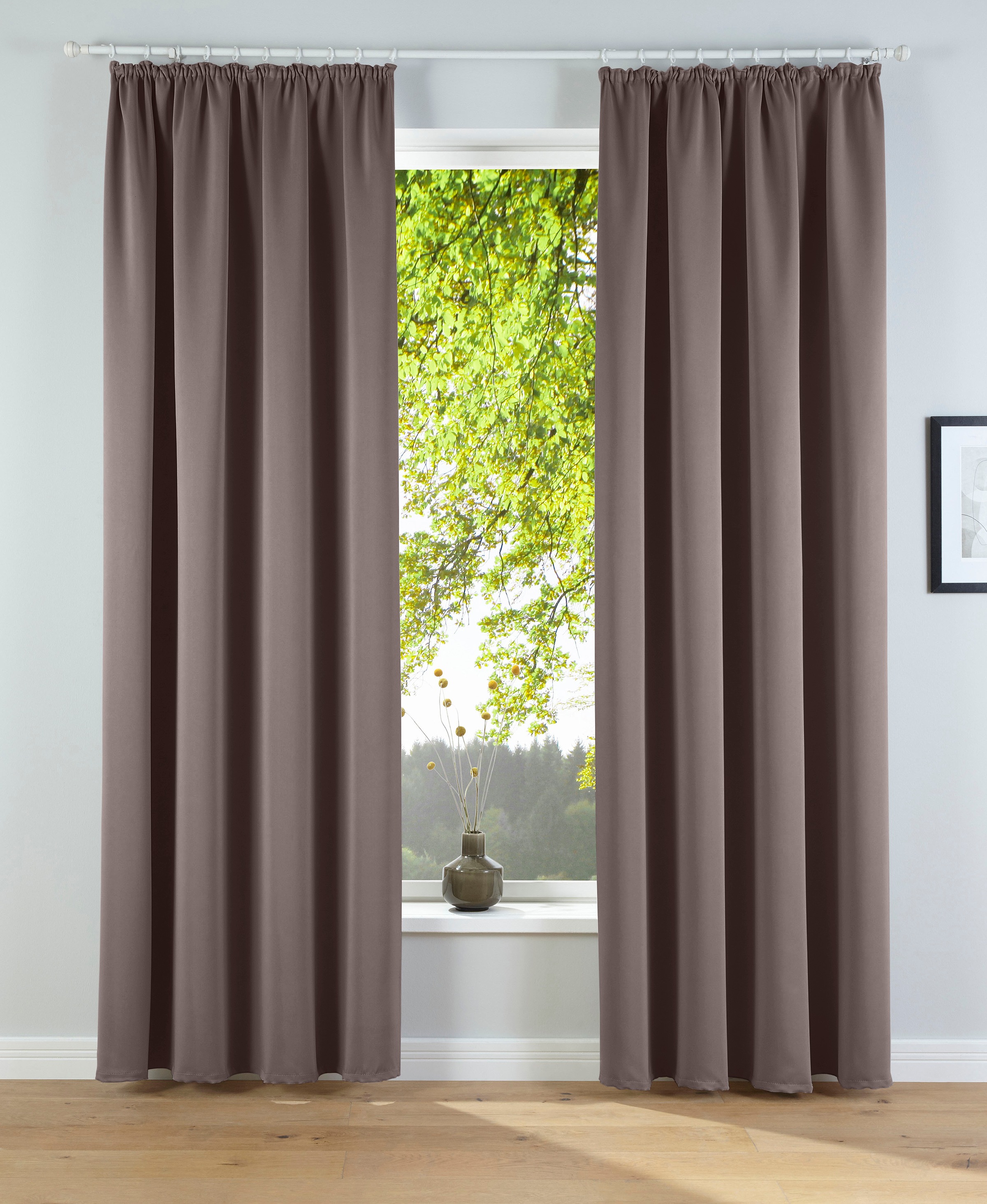 my home Verdunkelungsvorhang 'Solana, Gardinen mit Kräuselband, Vorhänge, Wohnzimmer, modern,' Kräuselband 2 Stk. tlg. 2er-Set Verdunklungsvorhang mit Thermofunkltion, Bestseller, einfarbig