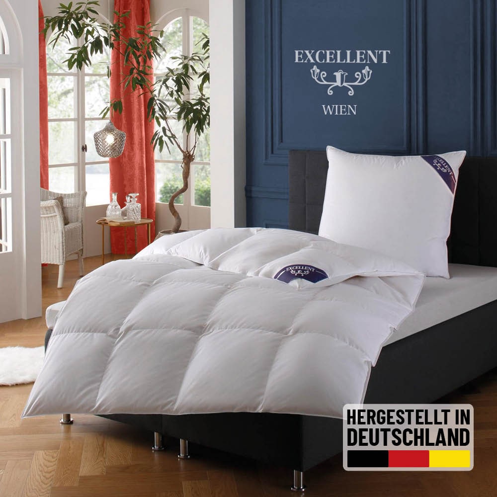 Excellent Daunenbettdecke 'Wien, Bettdecken für Sommer und Winter, Decke' warm Füllung 90Daunen10Federn 1 Stk. tlg. Bettdecke 135x200 cm, made in Germany, allergiker geeignet (Hausstaub)