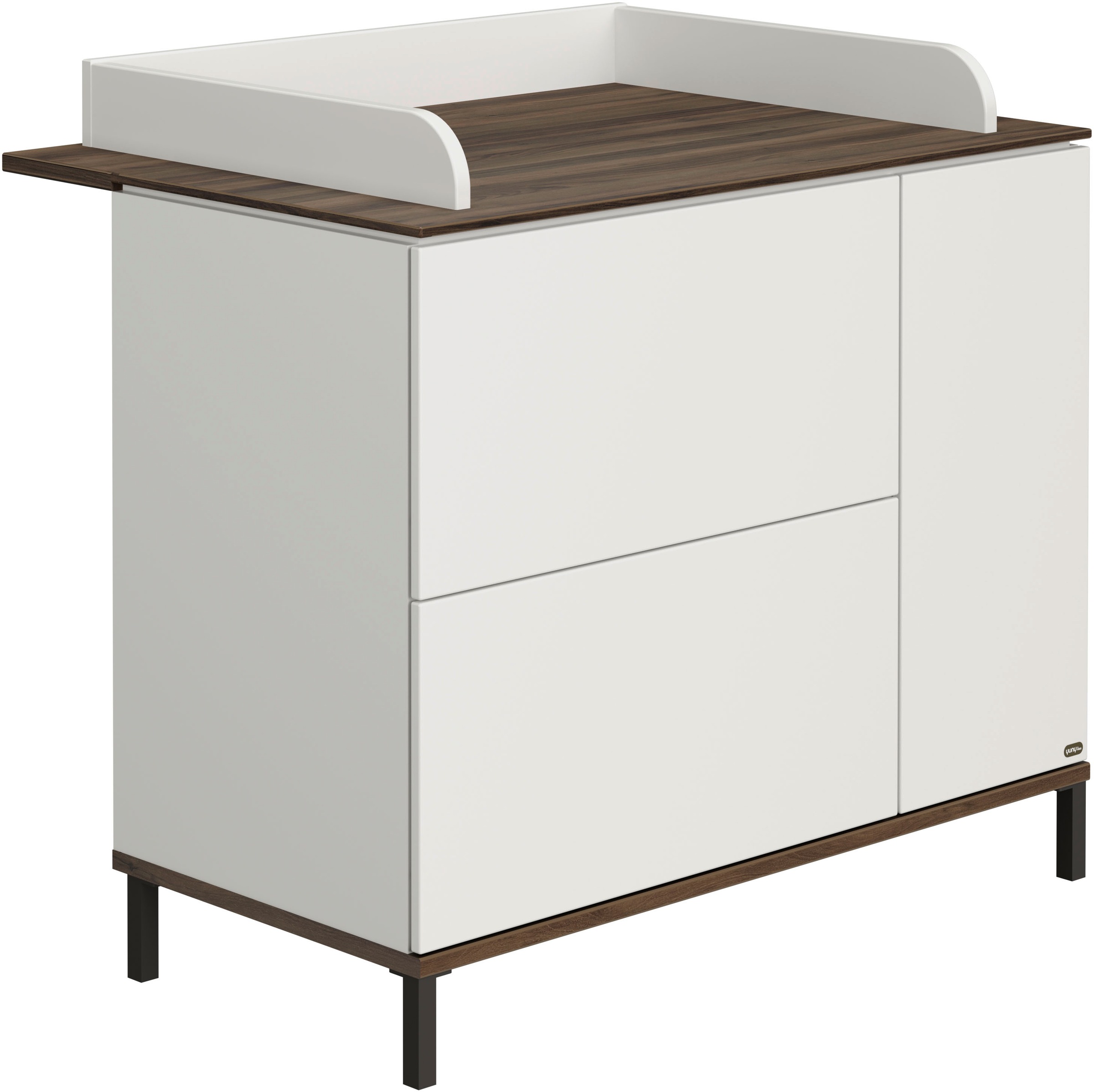 YUNY by PAIDI Wickelkommode 'LOVELY ALIV mit abnehmbarem Aufsatz, 2 Schubladen und einer Tür' bis 50 kg Kommode in Off-White, 110 cm Breite, geprüfte Sicherheit, Push-to-open 109,9 cm