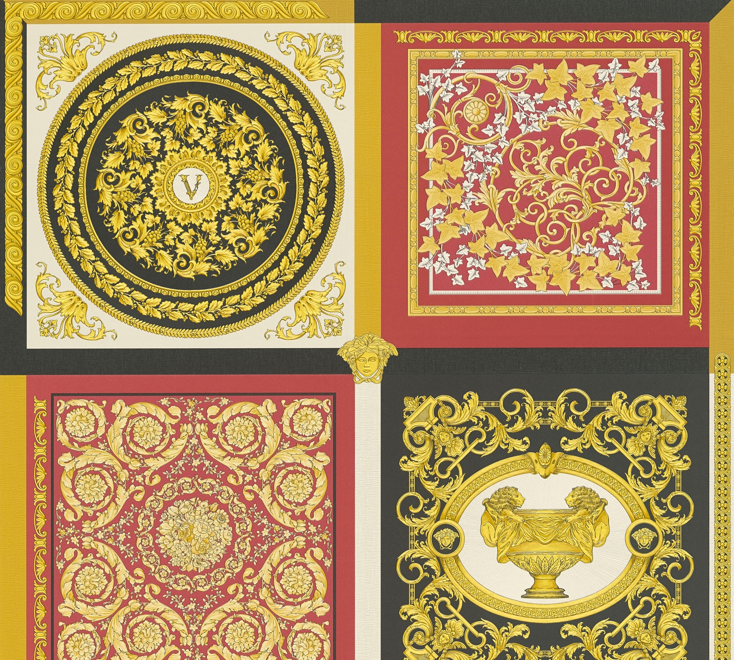 Versace Vliestapete 'Wallpaper Versace 5 Design Patchwork' abstrakt gemustert leicht glänzend leicht strukturiert auffallende Fliesen-Tapete Tapeten Wohnzimmer Schlafzimmer Küche Optik