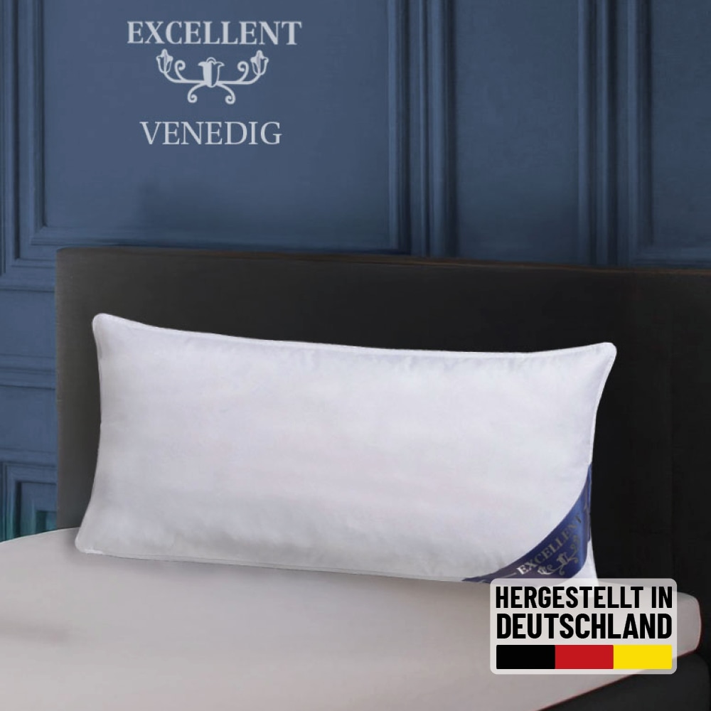 Excellent 3-Kammer-Kopfkissen 'Venedig' Füllung: weisseneueDaunenundFedernKlasseI60Daunen40FedernAussenweisseneueFedernKlasseI100FedernInnen Spar-Set, 2-Tlg., 1 Stk. tlg. Kopfkissen 40x80 & 80x80 cm, weich