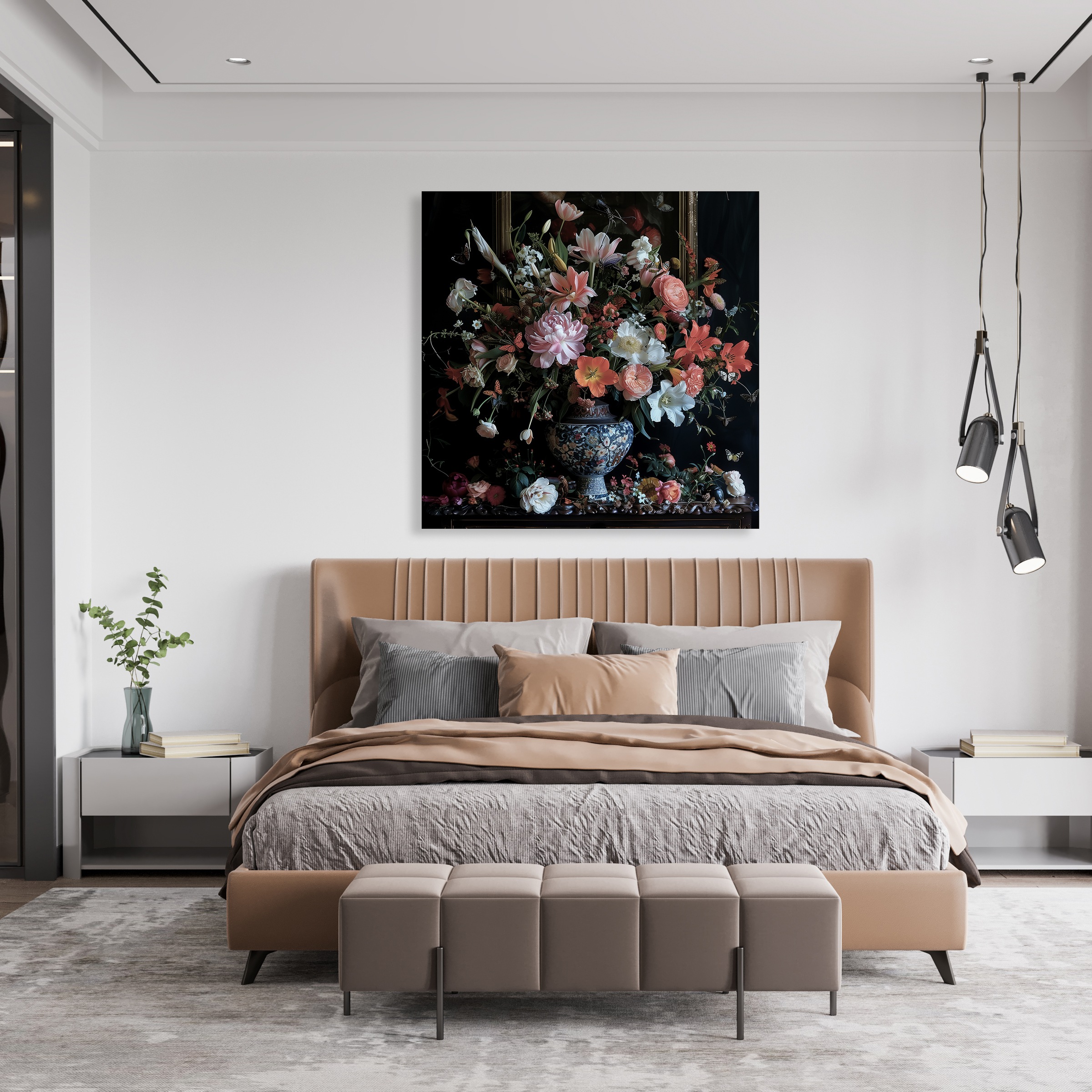 queence Leinwandbild 'Blumenstrauß' Blumen Blumenbilder Gemälde Kunst Pflanzen Pflanzenbilder Romantisch Stillleben Vasen Vasen & Töpfe 1 Stk. tlg. Premium-Leinwandstoff, Handarbeit aus Deutschland