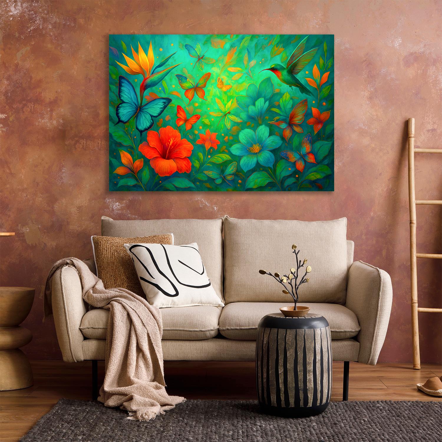 queence Acrylglasbild 'Leichtigkeit' Blumen Blumenbilder Blumenwiese Blätter Blätterbilder Fantasy Garten Gartenbilder Gemälde Gänseblümchen Kunst 1 Stk. tlg. Knallige, tolle Farben auf hochwertigem Acrylglas gedruckt