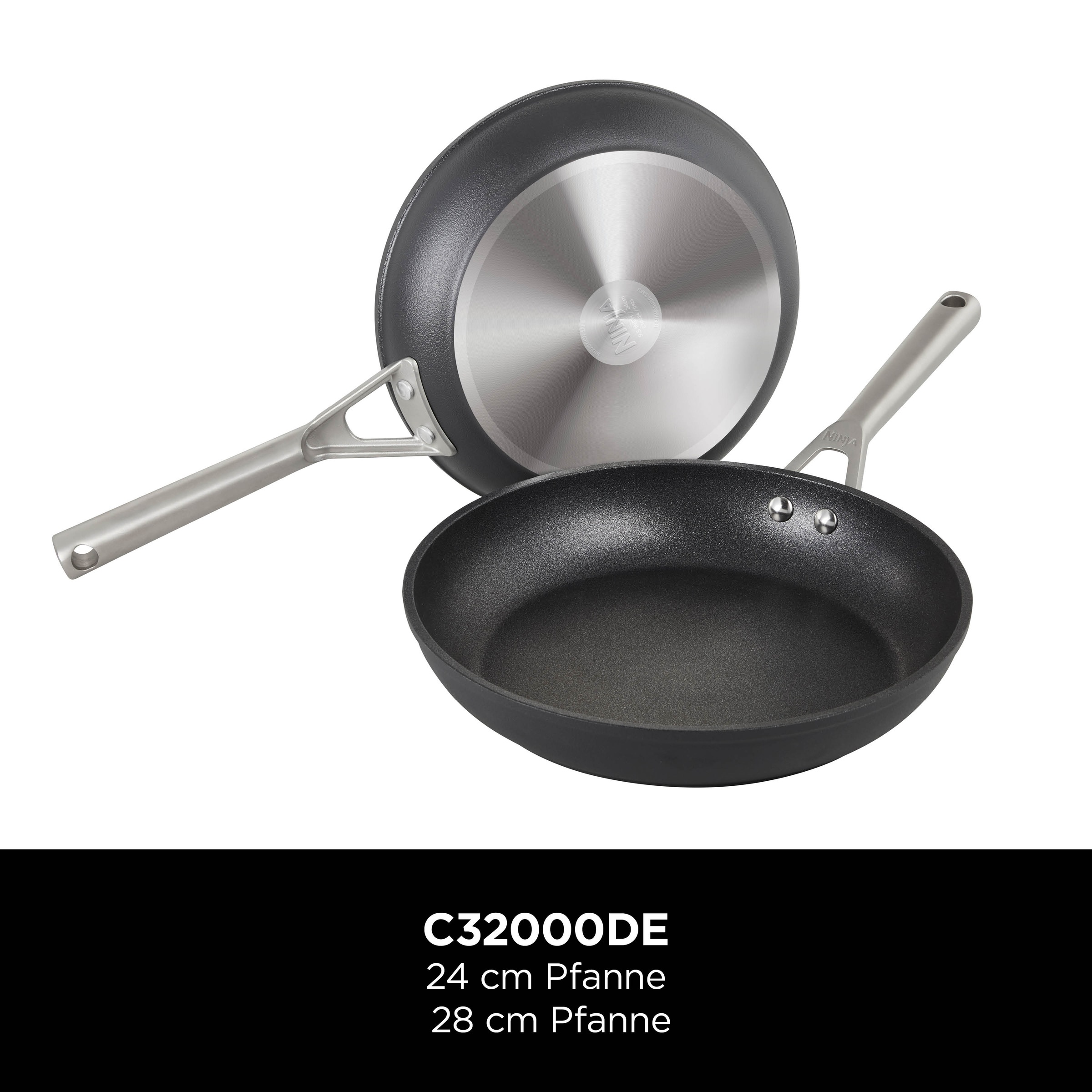 NINJA Pfannen-Set 'Ninja ZEROSTICK Premium 2-teiliges Pfannen-Set (24 cm/28 cm) C32000DE' Aluminium je 1 Bratpfanne 24 cm, 28 cm, 1 Stk. tlg. Premium Kollektion, ZEROSTICK Technologie, garen ohne Fett
