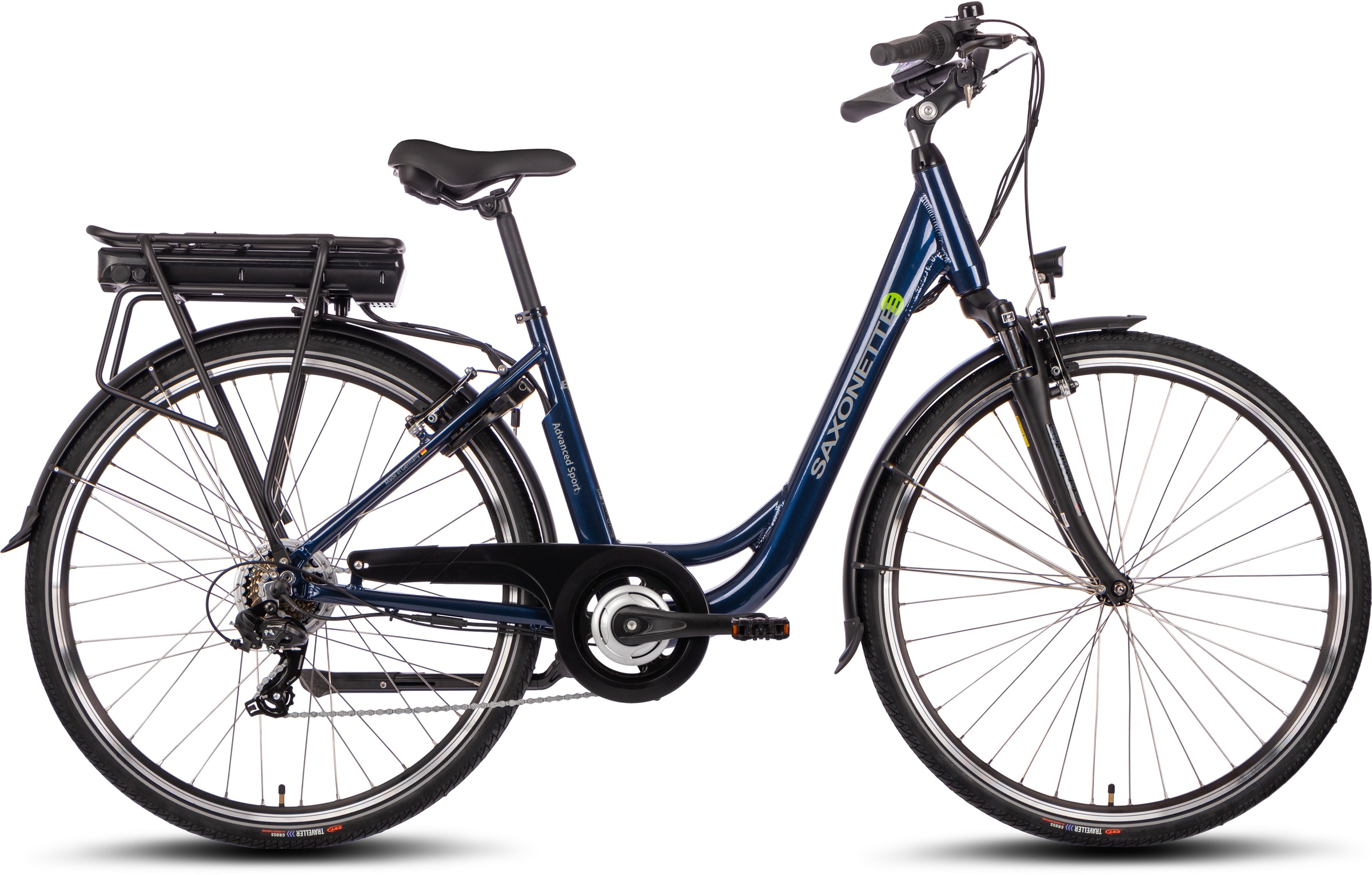 SAXONETTE 'Advanced Sport' 7 Gang Shimano SHIMANO Tourney Schaltwerk Kettenschaltung Heckmotor 250 W mit Akku-Ladegerät u. integr. Rahmenschloss, Pedelec, Elektrofahrrad für Damen u. Herren