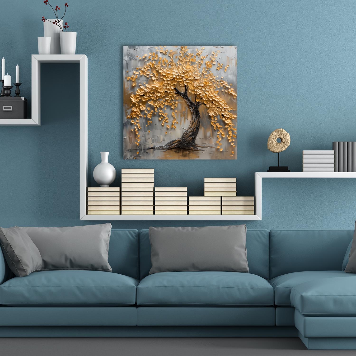 queence Acrylglasbild 'Goldener Herbst' Abstrakt Abstrakte Baum Baumbilder Blätter Blätterbilder Formen Gemälde Kunst Pflanzen Pflanzenbilder 1 Stk. tlg. HD Premium Kunstdruck in Galeriequalität