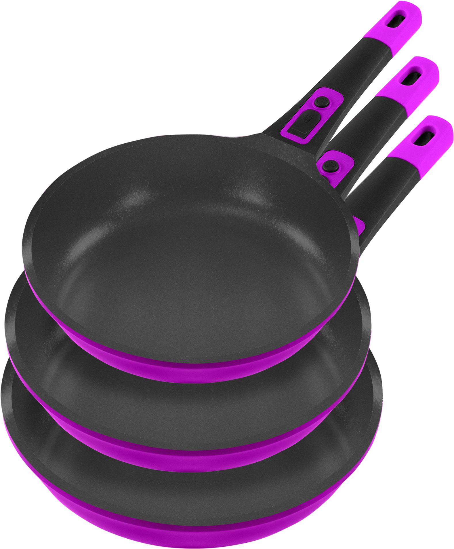 KING Pfannen-Set ''Click-Grip Xylan Plus Silver Diamond'' Aluminiumguss Set, 3 Pfannen - Ø 20 cm, Ø 24 cm & Ø 28 cm, 3 Stk. tlg. Induktion, abnehmbarer Griff, XYLAN plus Silver Diamond-Beschichtung