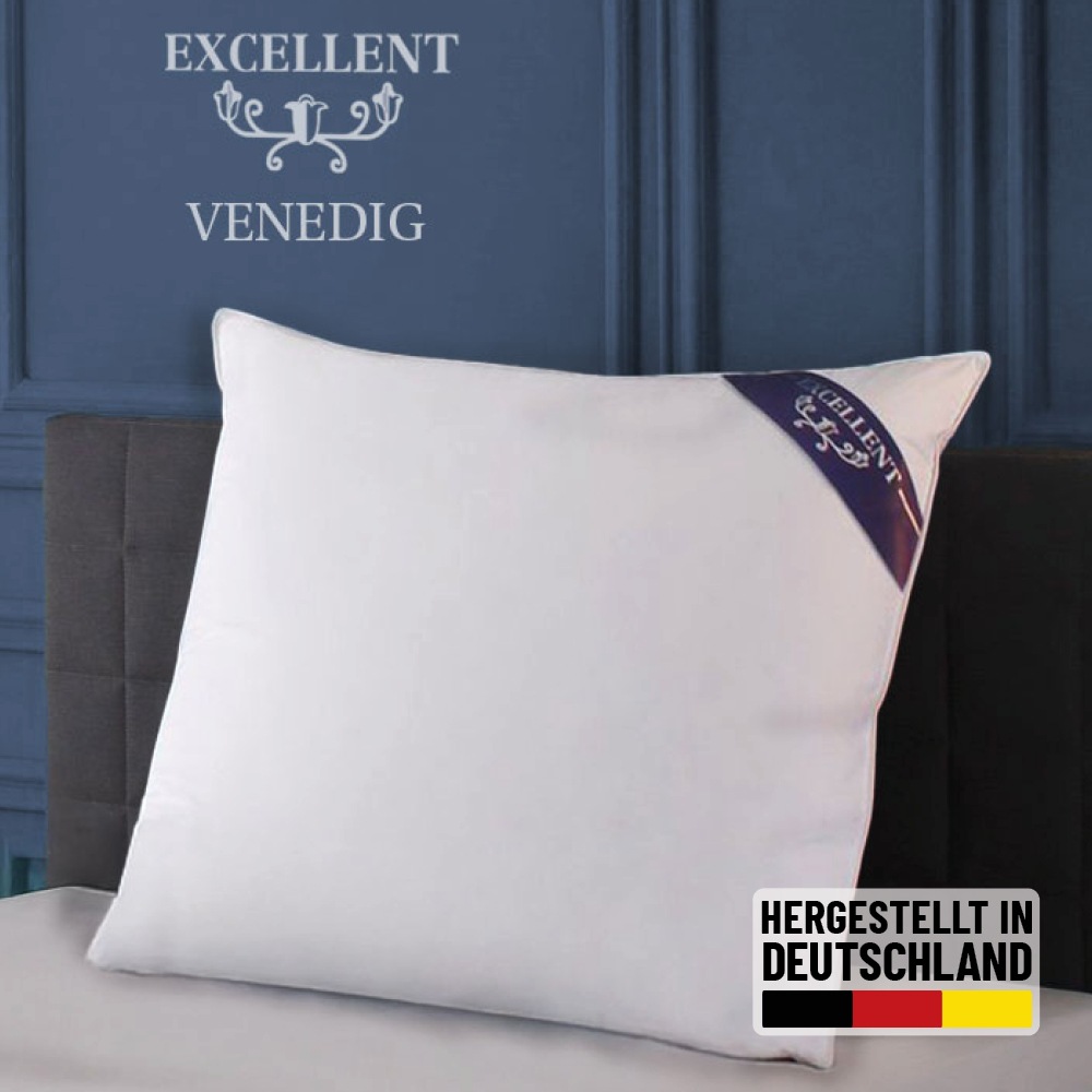 Excellent Kopfkissen 'Venedig, Kopfkissen 1-tlg. oder 2 -tlg.' Füllung: weisseneueFedernundDaunenKlasseI85Federn15Daunen Spar-Set, 2 Kopfkissen, 1 Stk. tlg. Kopfkissen 40x40, 40x80, 80x80, allergiker geeignet (Hausstaub)