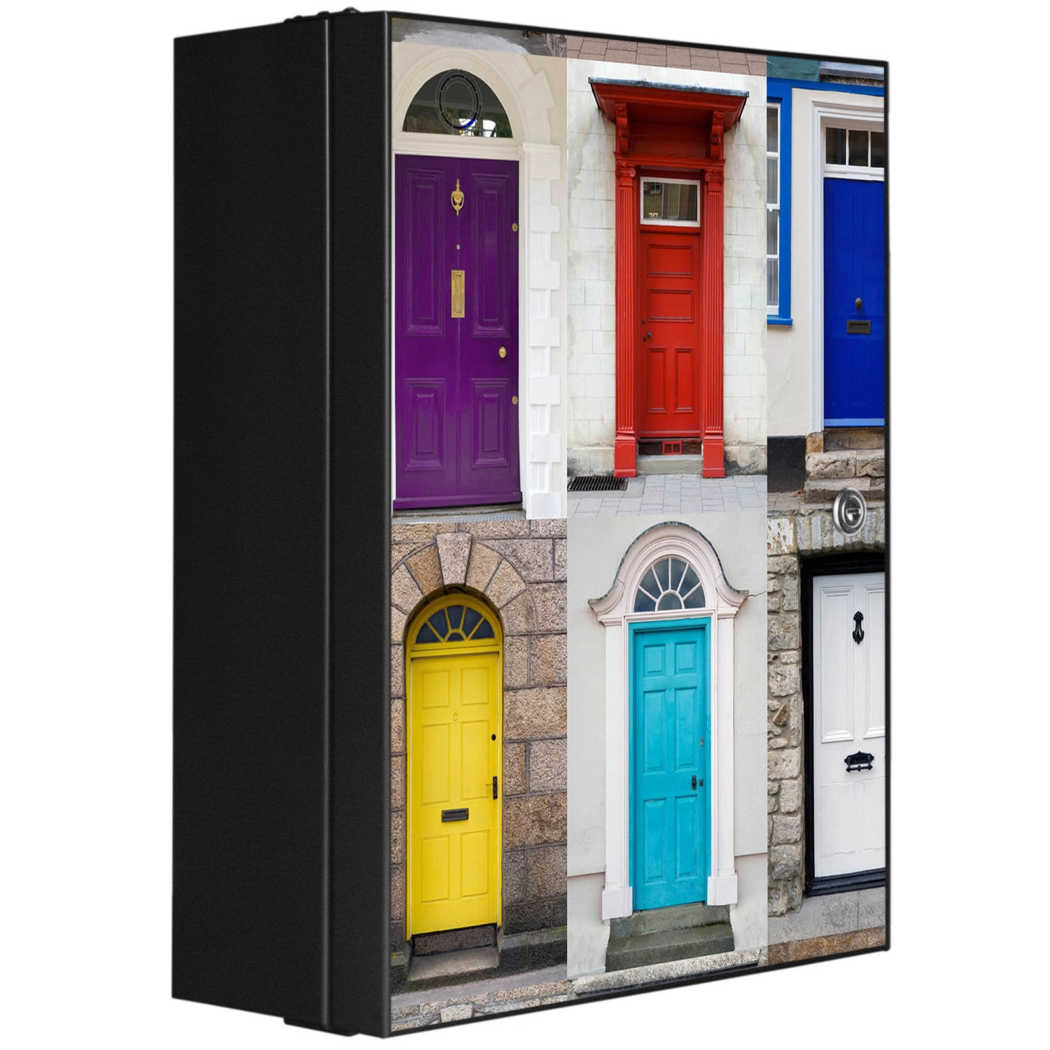 Banjado XXL Medizinschrank Abschliessbar 35x46x15cm Arzneischrank Anthrazit Aus Metall Front Mit Motiv Türen