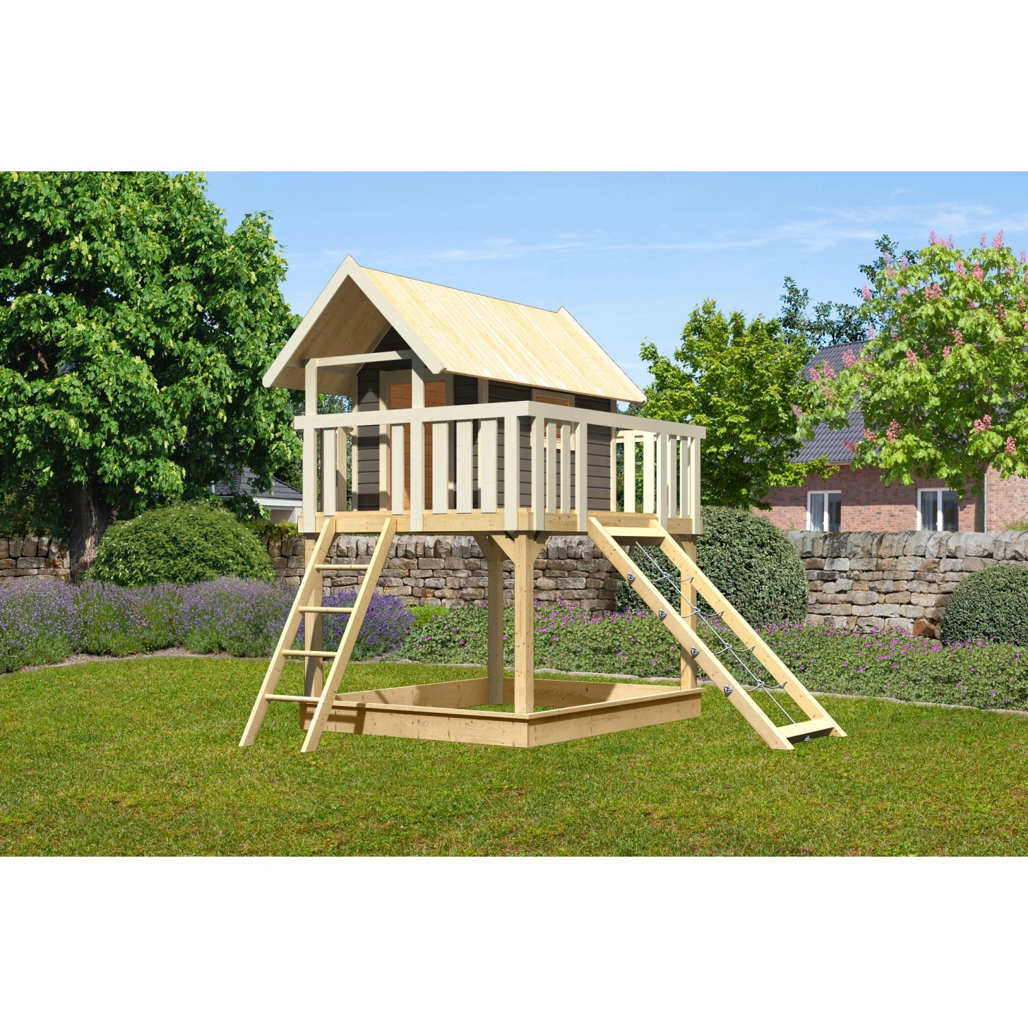 Karibu Stelzenhaus Fidel Netzrampe Terragrau