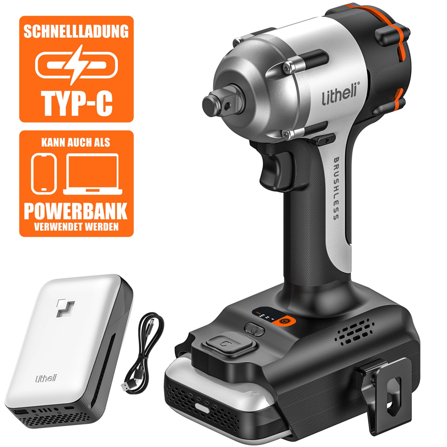 Litheli 20 V Akku-Schlagschrauber Maschine mit Akku EPT030010 inkl. 2,5 Ah Akku