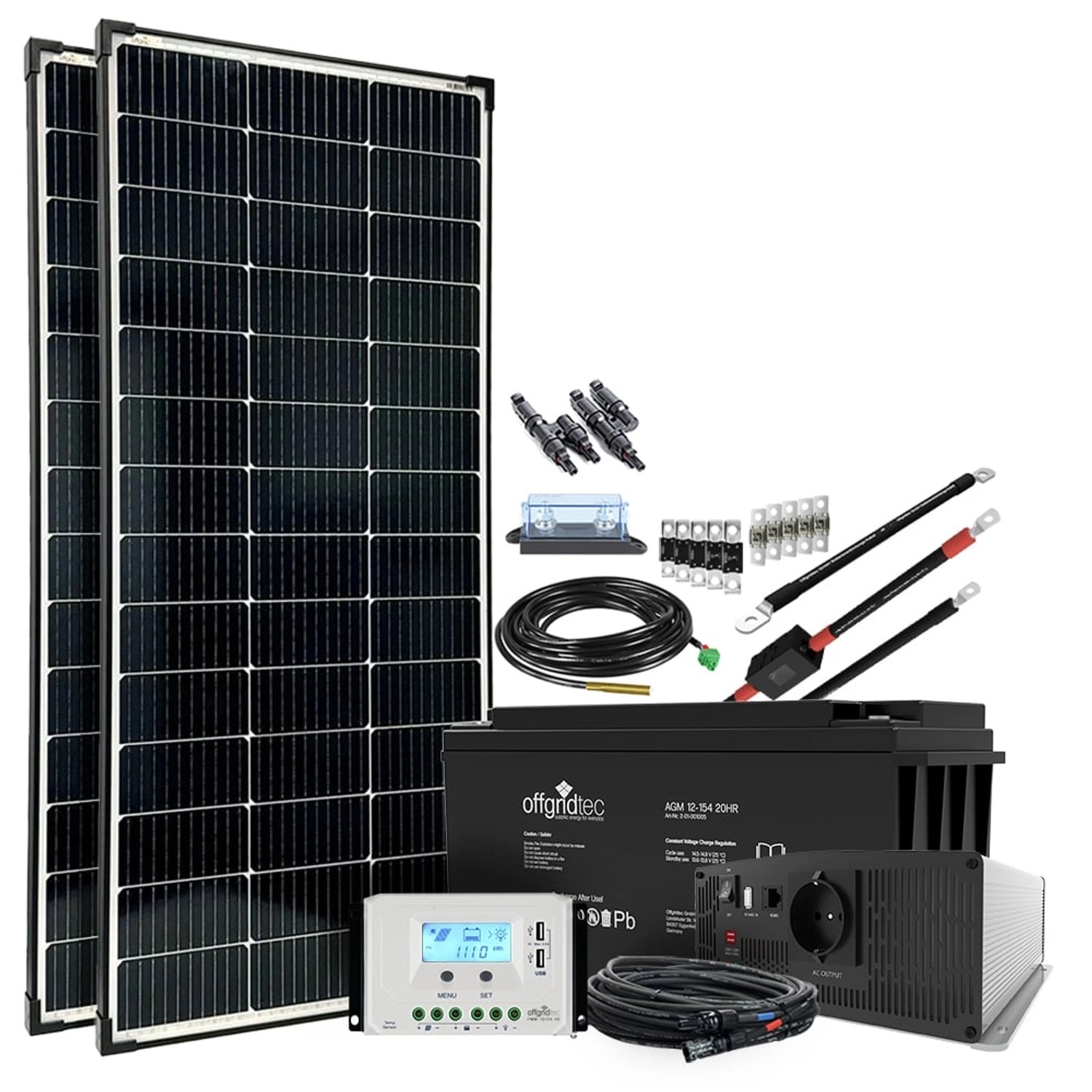 Offgridtec Autark XL-Master 300W Solaranlage 1500W AC Leistung 154Ah AGM Akku