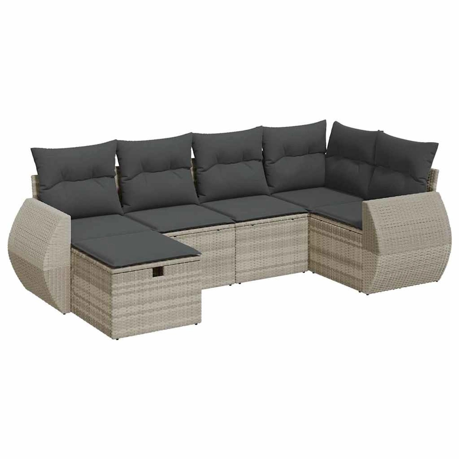 vidaXL 6-Tlg Garten-Sofagarnitur mit Kissen Hellgrau Poly Rattan 3325588