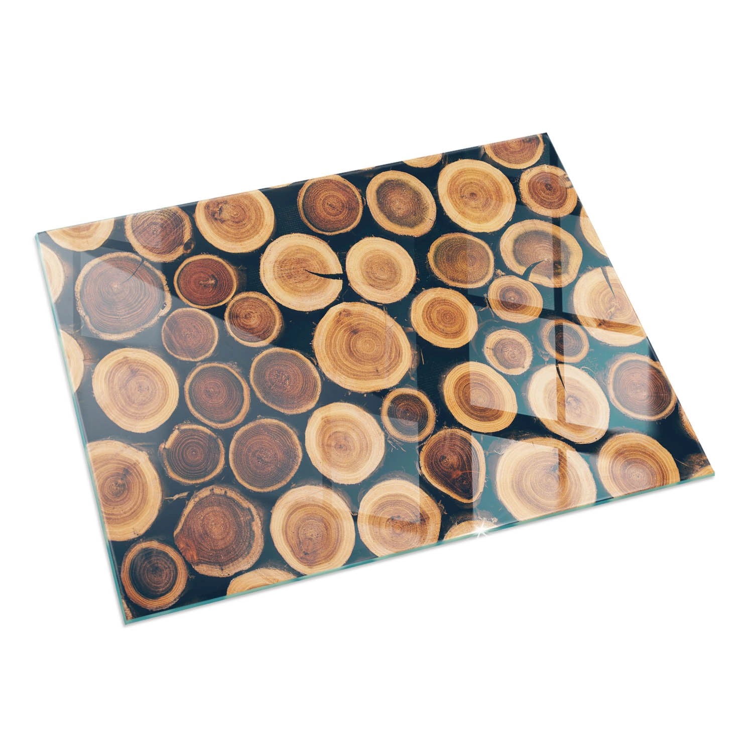 Tulup Glasplatte für Kamin Kiste mit Schnittholz Funkenschutzplatte Kaminöfen Rechteck 60x40 cm Braun Glasplatte für Kamin Glasplatte unter Kaminöfen