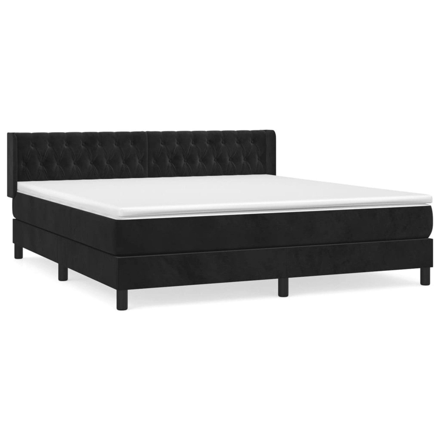 vidaXL Boxspringbett mit Matratze Schwarz 180x200 cm Samt1394127