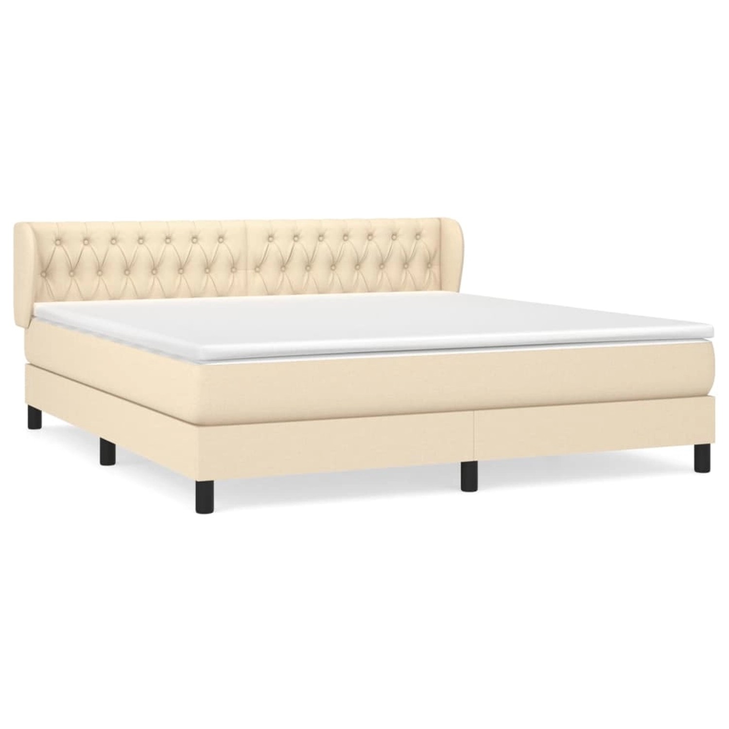vidaXL Boxspringbett mit Matratze Creme 180x200 cm Stoff1394504