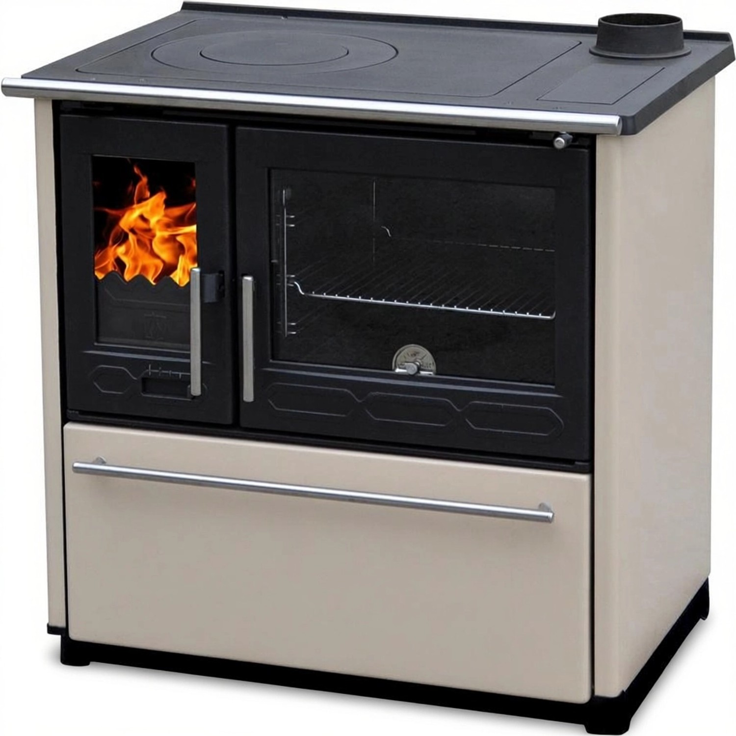 Plamen Küchenofen Holzherd 850 Glas Creme Rechte Version und 8 kW