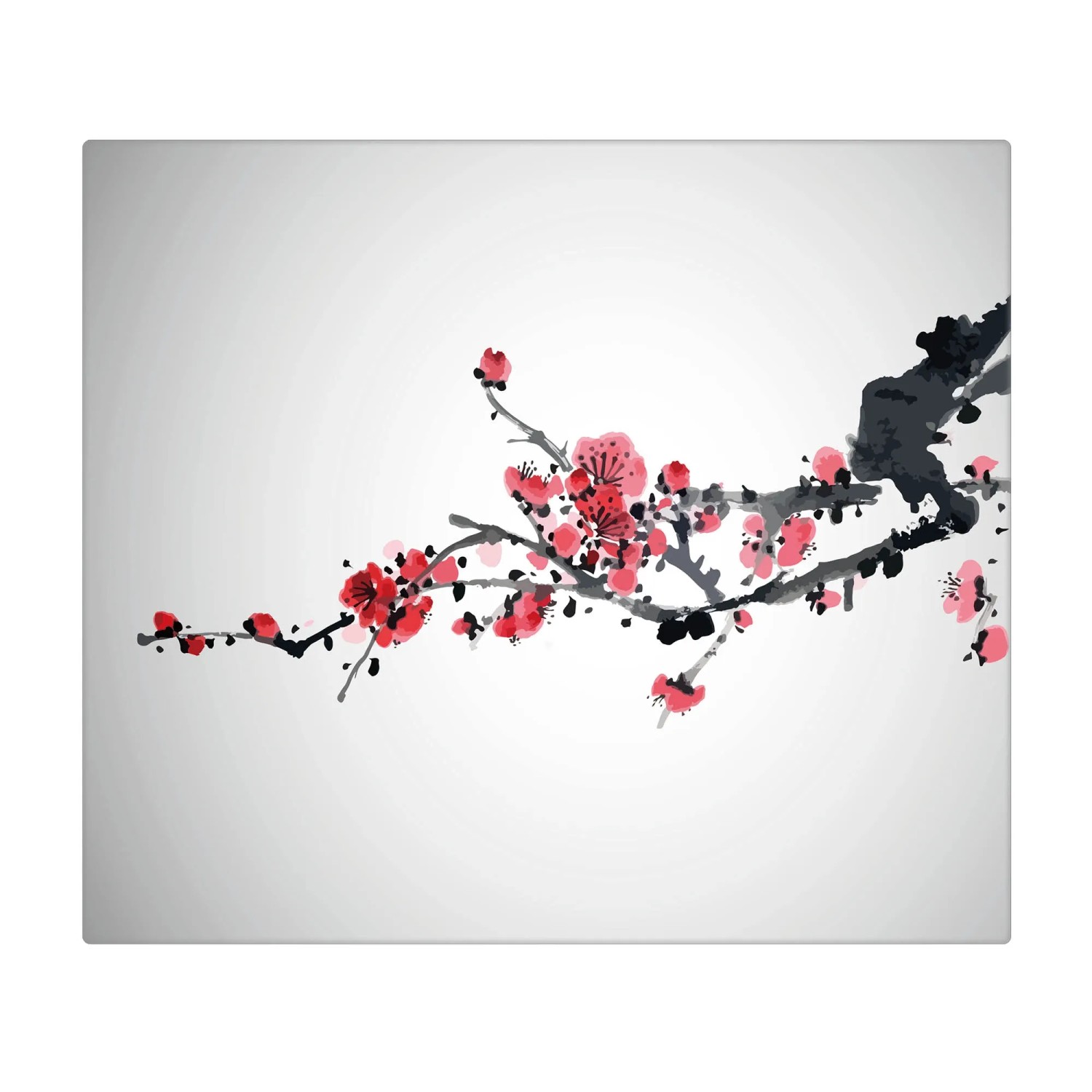 Banjado Herdabdeckplatte Glas 1 Teilig 60x52CM Schneidebrett Herdabdeckung Mit Motiv Japanische Blüten 2