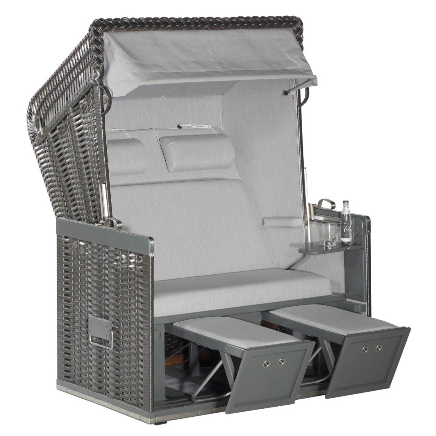 Natur24 Strandkorb Konsul Halbliegemodell 2-Sitzer Anthrazit