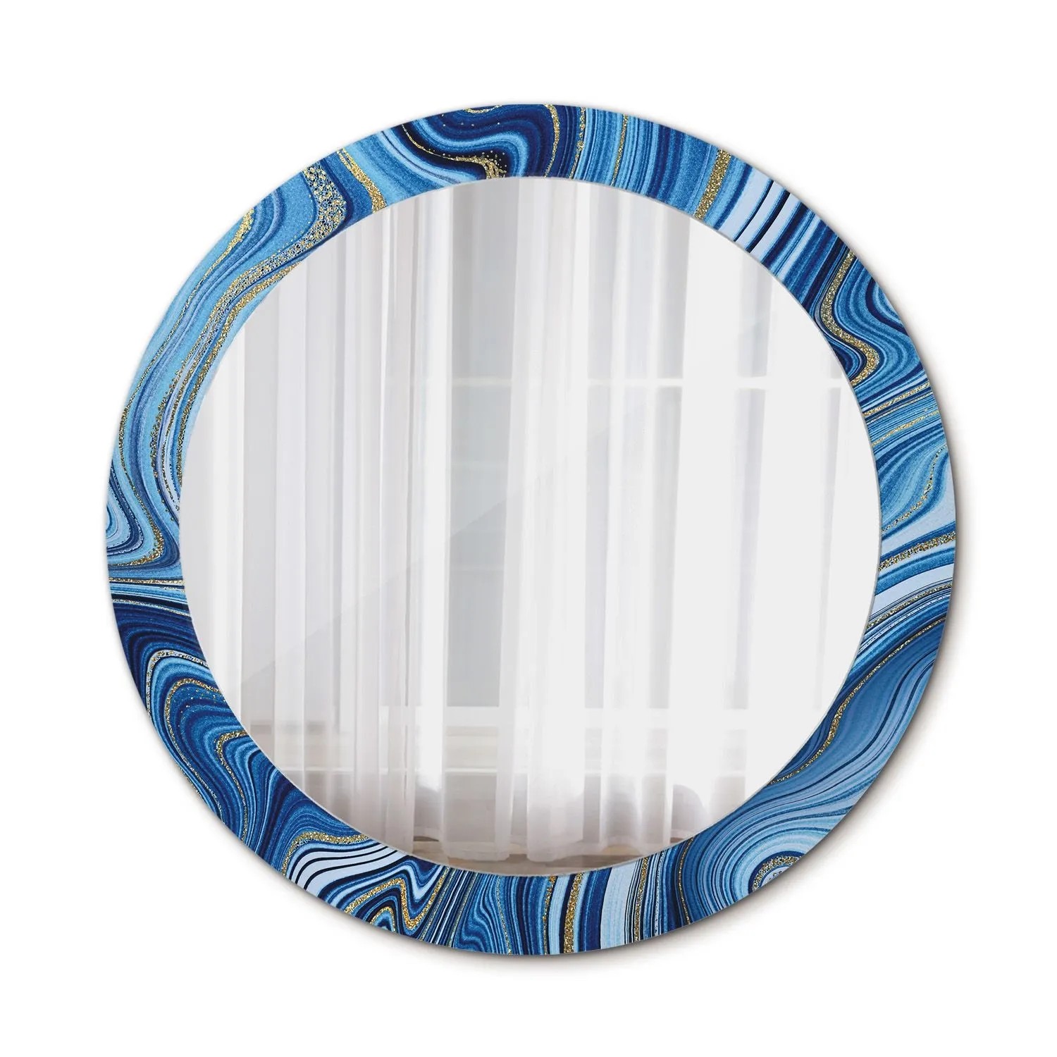 Tulup Bedruckte Spiegel Marmorfluss 80x80 cm Runder Spiegel mit Dekoration Dekorativer Spiegel Spiegel Ornamente