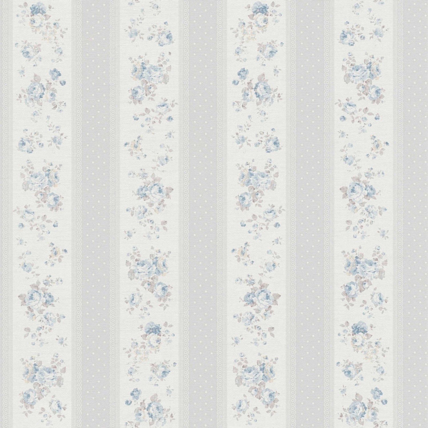 Bricoflor Landhaus Tapete mit Blumen Ideal für Küche und Flur Romantische Vliestapete mit Rosen in Grau Blau im Shabby Chic