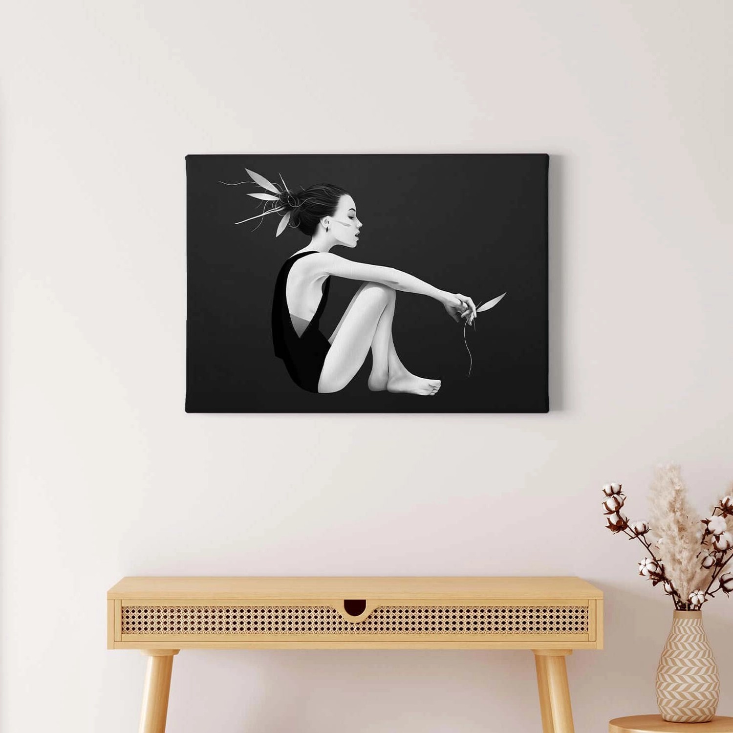 Bricoflor Grafik Design Bild In Schwarz Weiß Modernes Leinwandbild Für Jugendzimmer Und Schlafzimmer Grafisches Wandbild Mit Manga Motiv