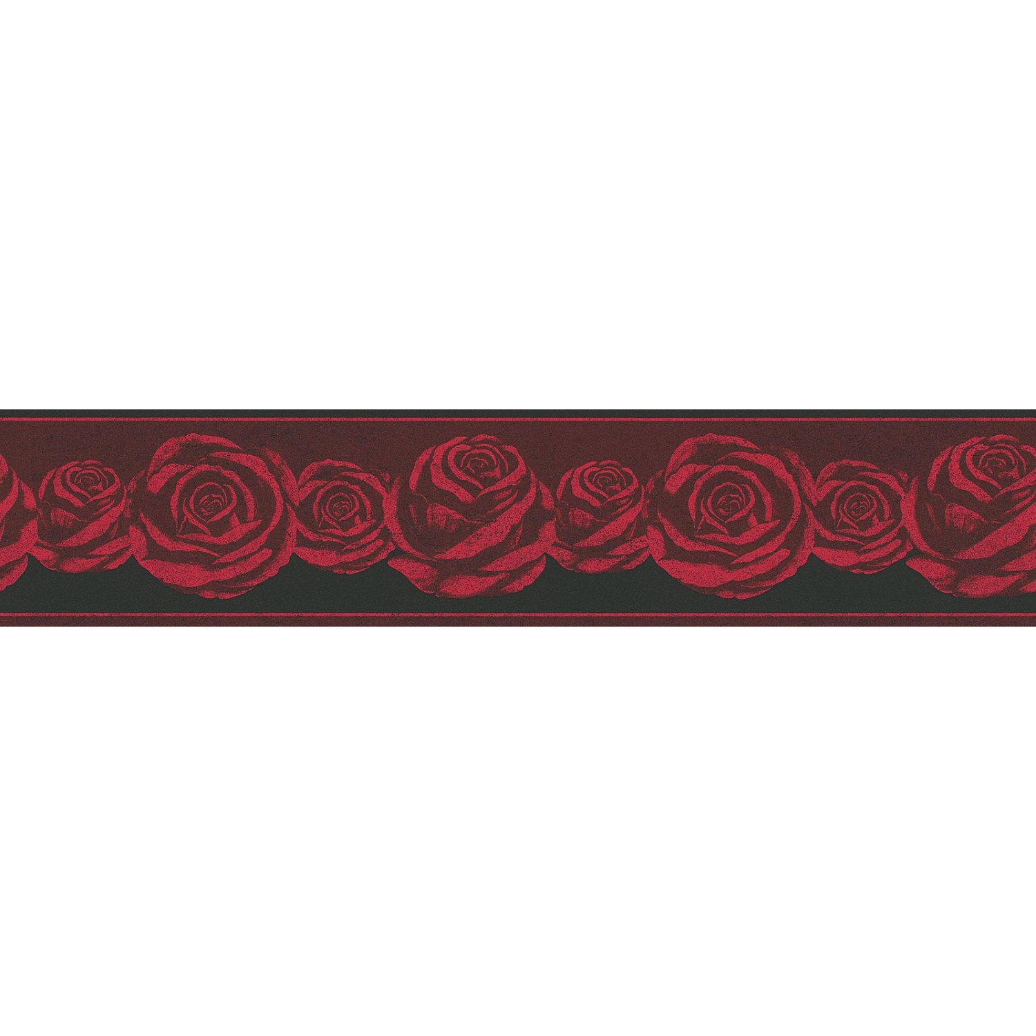 Bricoflor Tapeten Bordüre mit Rosen für Schlafzimmer Romantische Tapetenbordüre mit Rosenmuster aus Papier Florale Tapetenborte in Rot und Schwarz