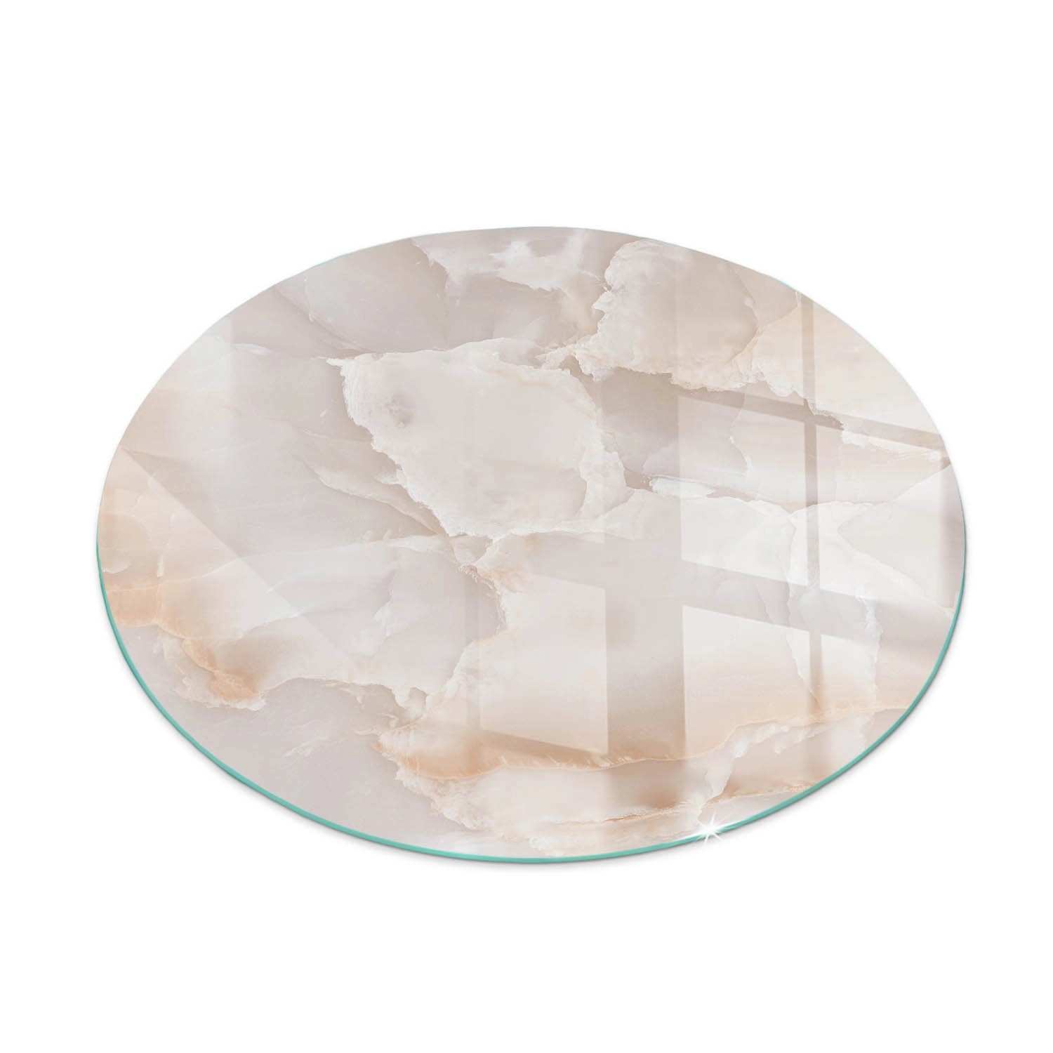 Tulup Glasplatte für Kamin Natursteinmuster Glasplatte für Kaminöfen Runden 70x70 cm Beige Glasplatte für Kamin Funkenschutzplatte Kaminöfen