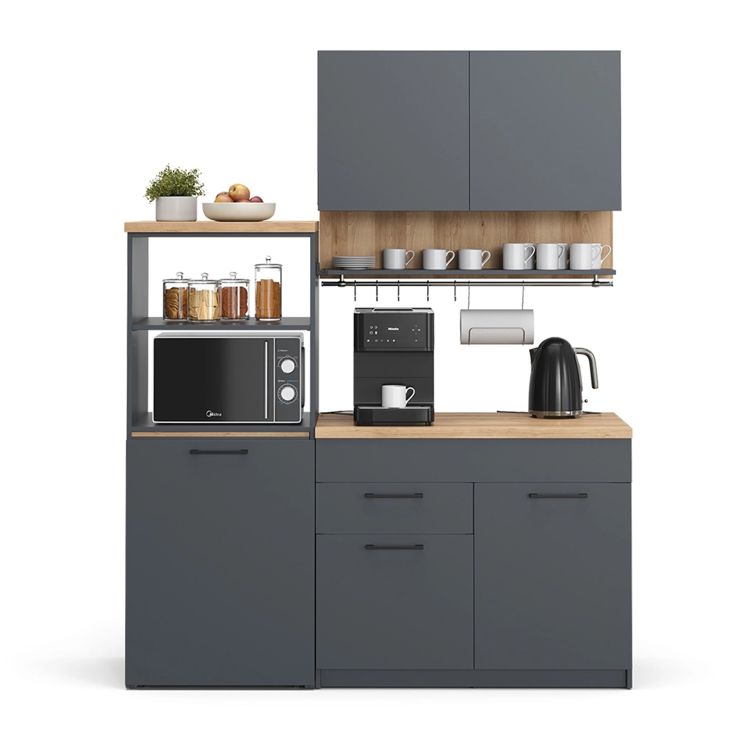 Vicco Egbert Küchenzeile Anthrazit 160 cm mit Ausziehbarem TischEgbert