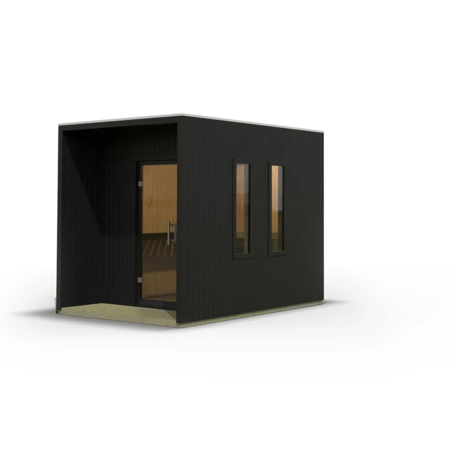 Chillroi 73mm Saunahaus Lejana Premium Inklusive Saunaofen mit Eingebauter Steuerung 9kW Schwarz