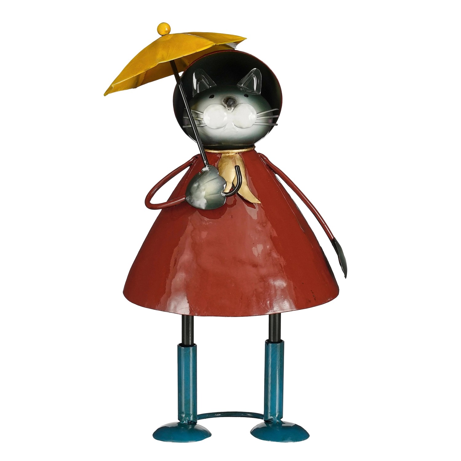 Mica Decorations Deko-Figur Katze mit Regenschirm 28 cm Rot