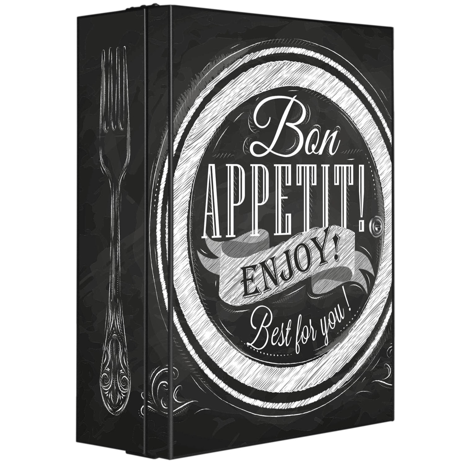 Banjado XXL Medizinschrank Abschliessbar 35x46x15cm Arzneischrank Anthrazit Aus Metall Mit Motiv Bon Appetit