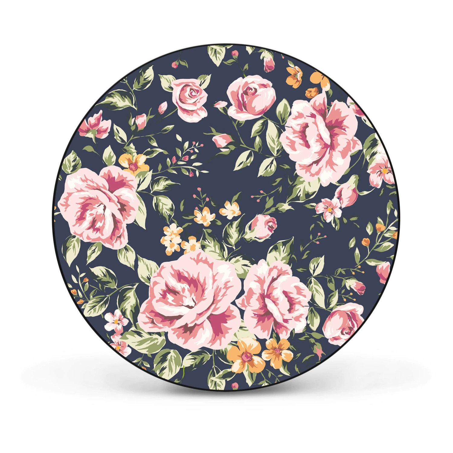 Banjado Magnettafel Rund Größe 47cm Magnetwand Schwarz Aus Metall Magnetpinnwand Pinnwand Motiv Rosen Auf Anthrazit