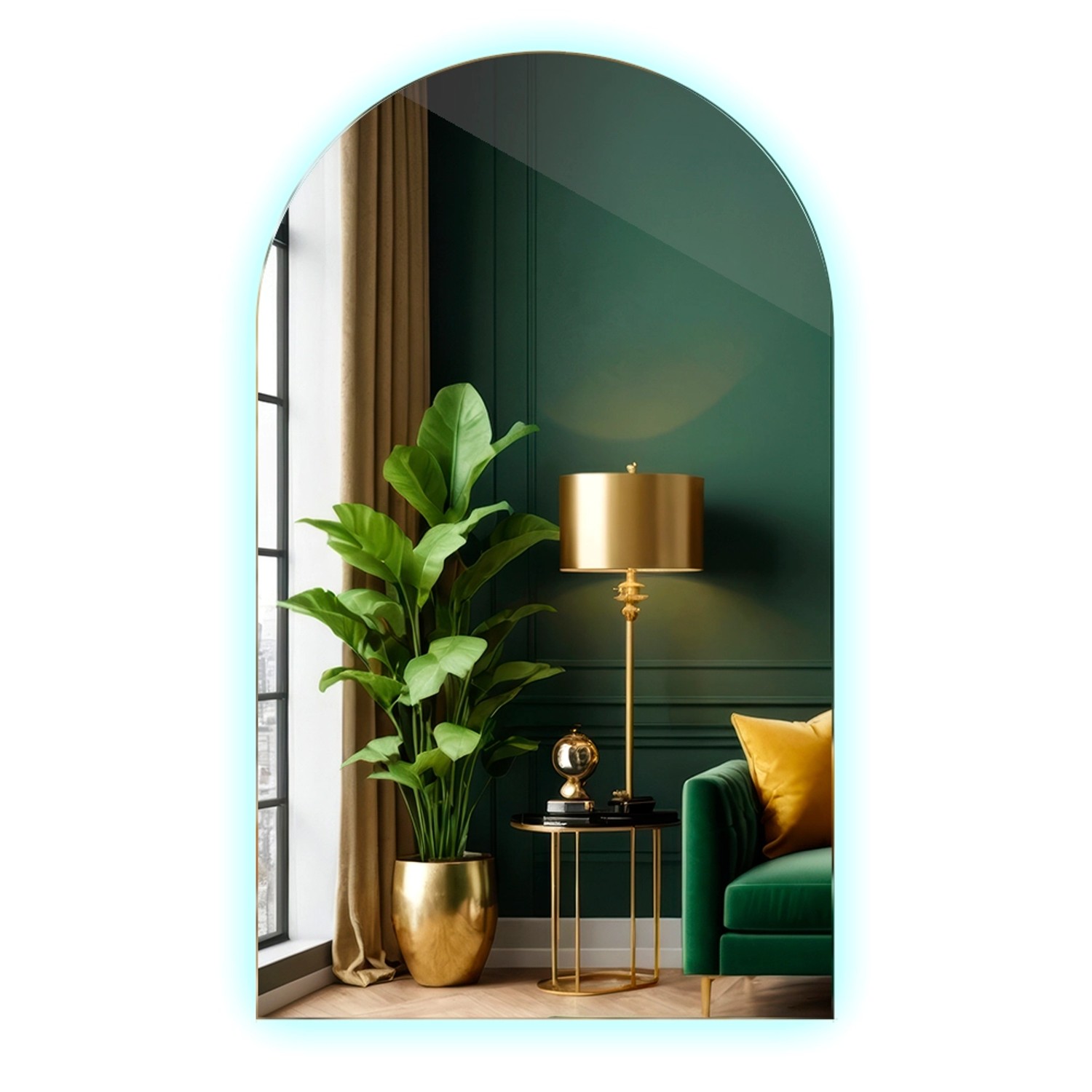 Tulup LED Spiegel LED Spiegel Halbbogen 60x100 cm Hintergrundbeleuchteter LED Spiegel Bad Spiegel LED ohne Rahmen Kaltweiß 6500K