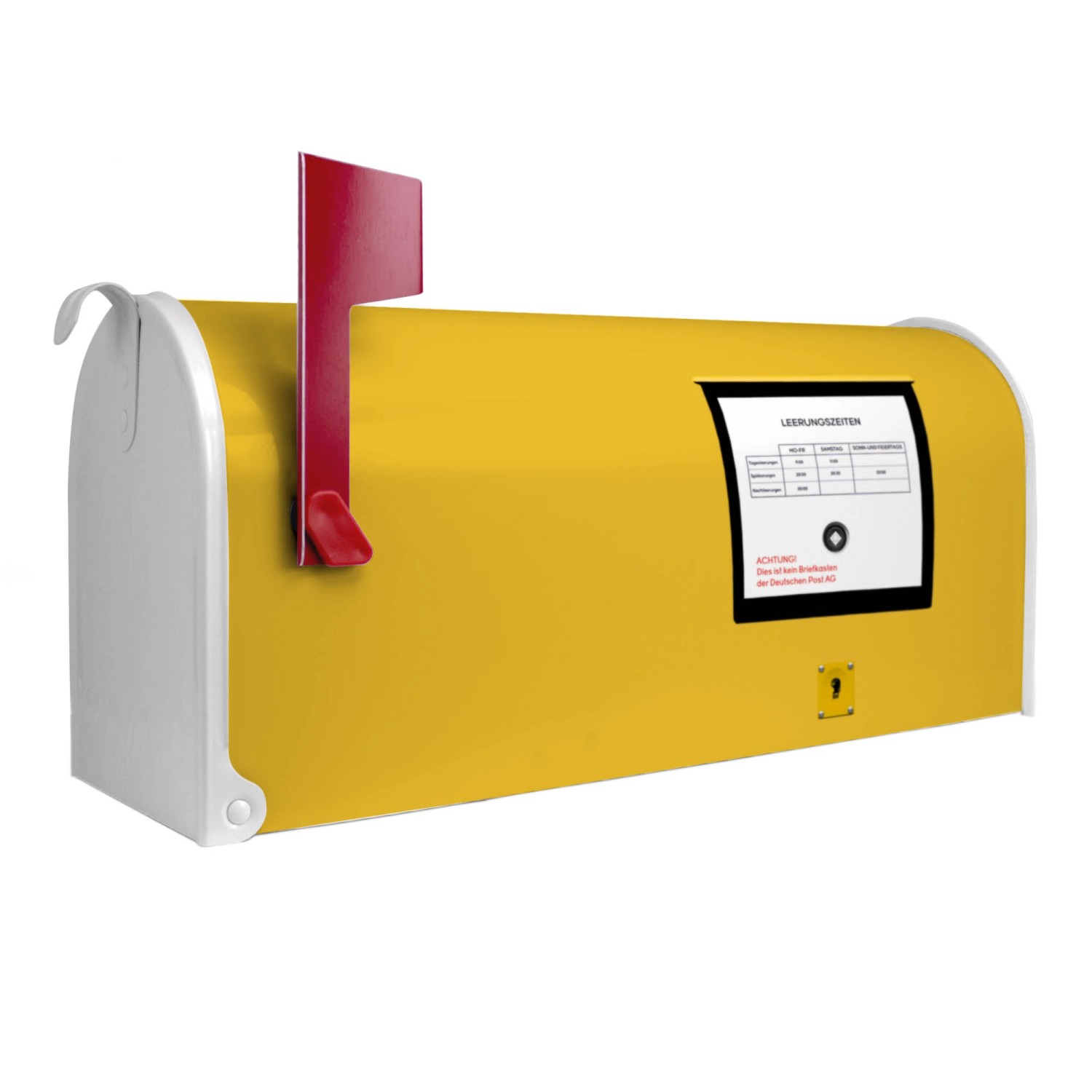 Banjado Amerikanischer Briefkasten Weiß 48x22x16cm US Mailbox Letterbox Postkasten Stahl Pulverbeschichtet Motiv Briefkasten Gelb