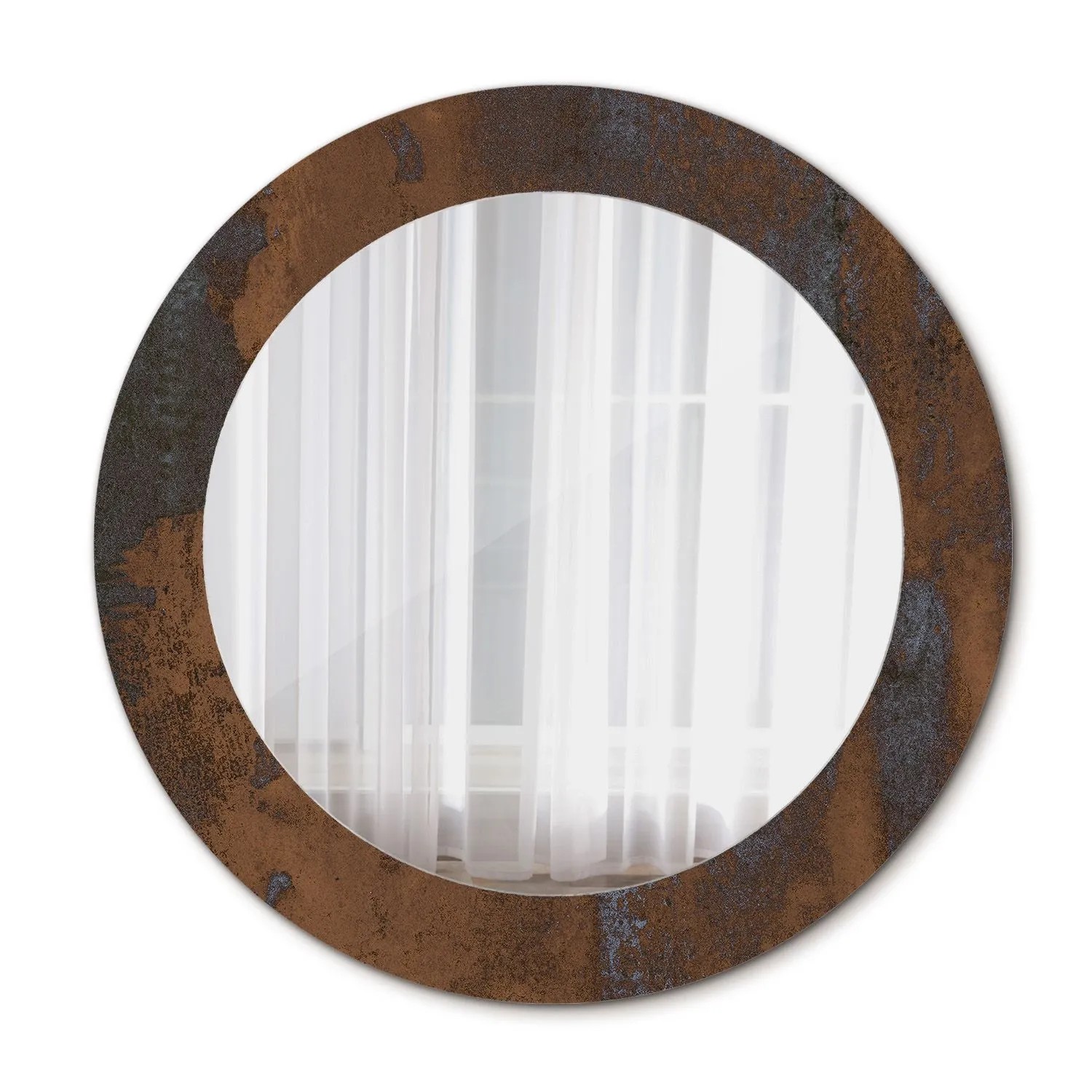 Tulup Bedruckte Spiegel Rustikales Metallic 60x60 cm Runder Spiegel mit Dekoration Dekorativer Spiegel Spiegel Ornamente