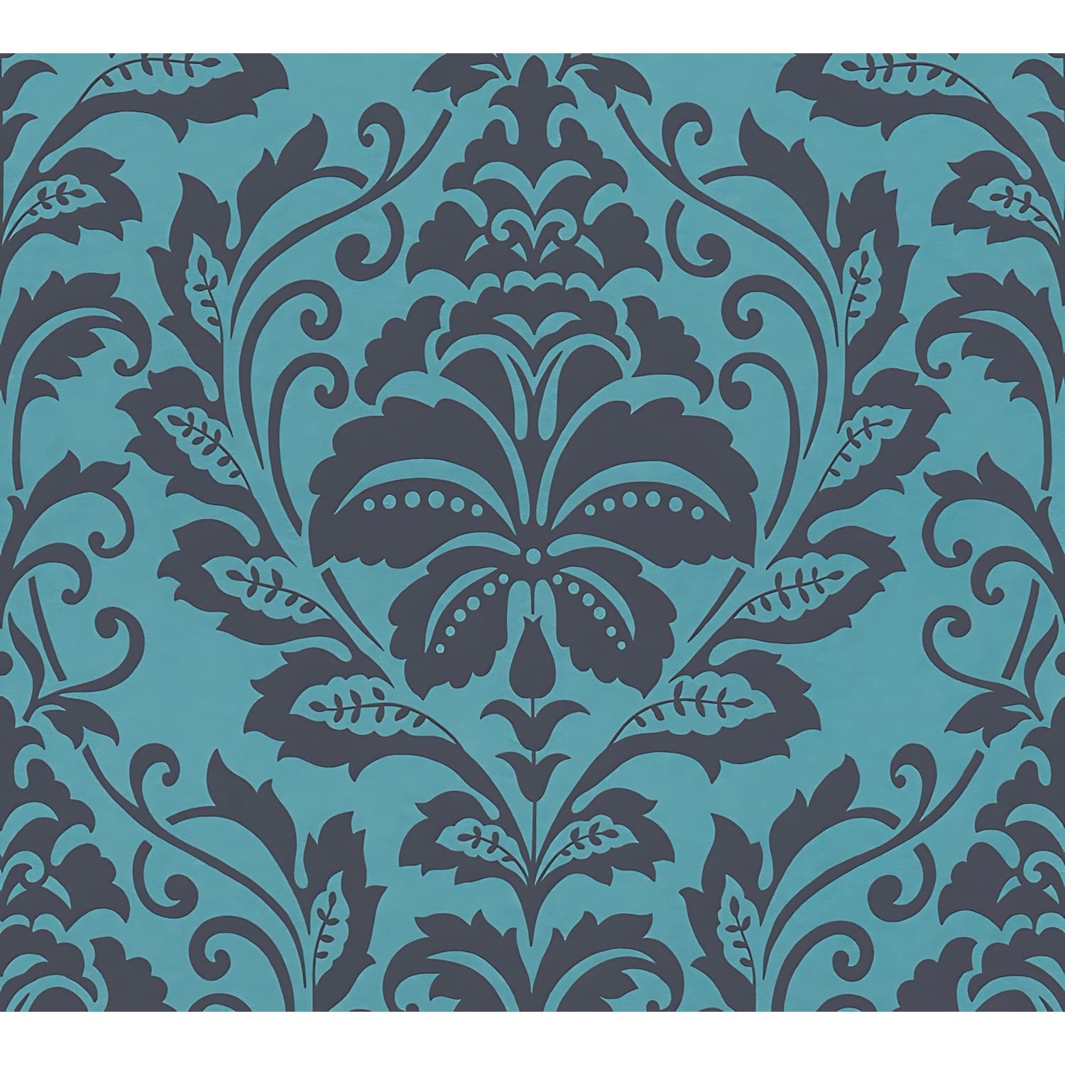 PROFHOME 369105-GU Barock Tapete Barock glänzend Blau Schwarz Grau 0,53 m x 10,05 m 5,33 m2 Blau