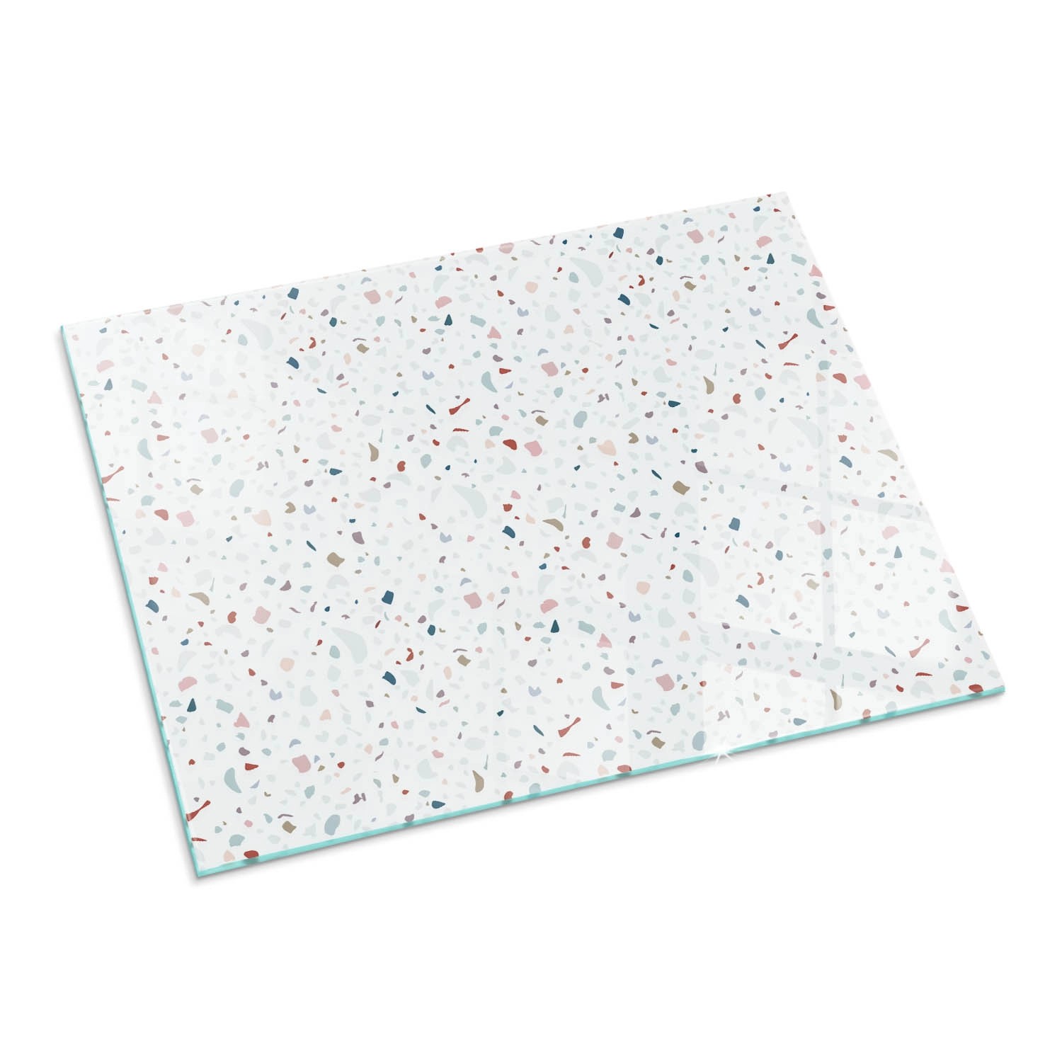 Tulup Glasplatte für Kamin Muster mit Kleinen Formen Glasplatte unter Kaminöfen Rechteck 80x60 cm Weiß Glasplatte für Kamin Glas unter Kamin