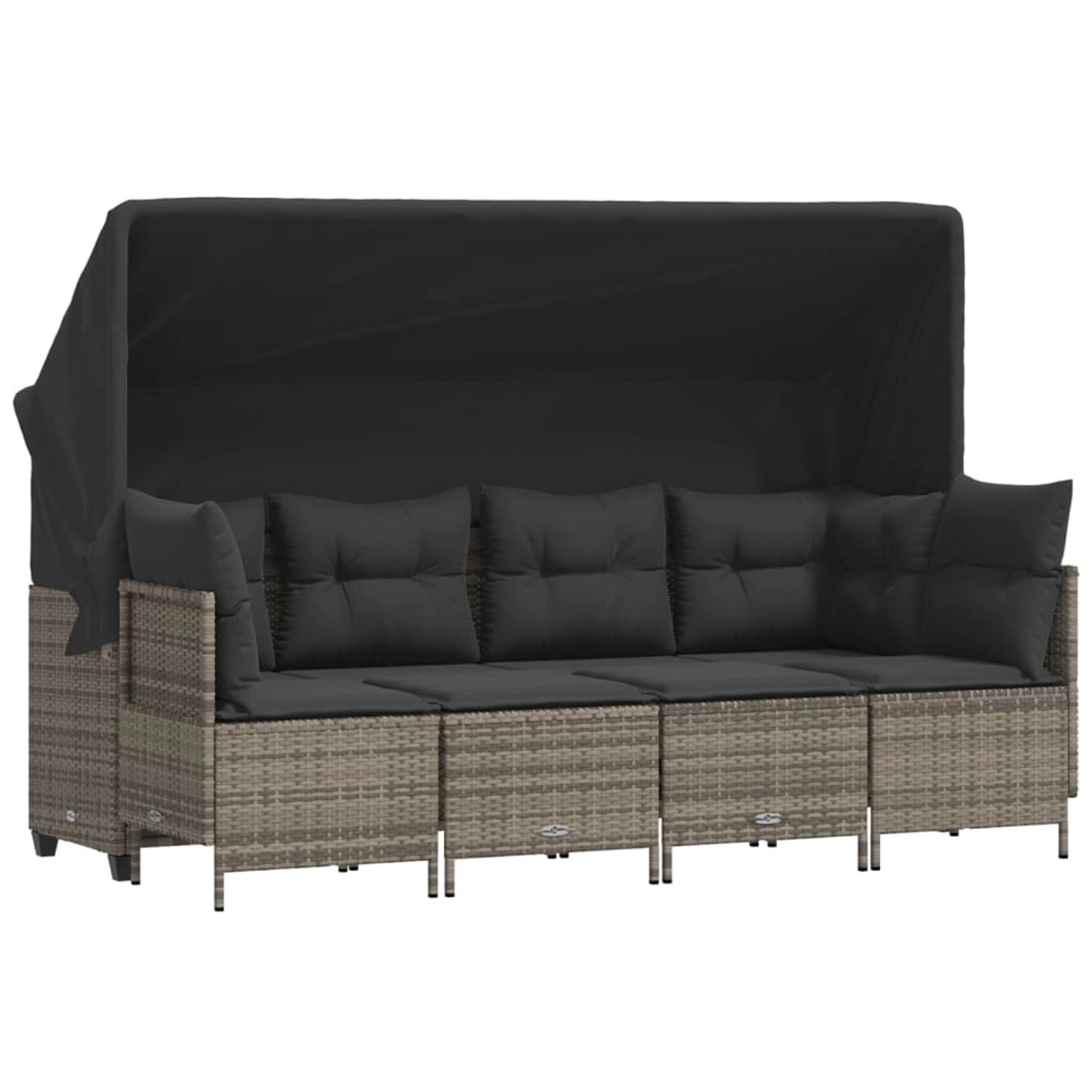 vidaXL 5-tlg Garten-Sofagarnitur mit Kissen Grau Poly Rattan Modell 103