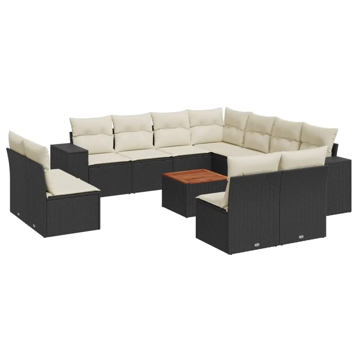 vidaXL 12-tlg Garten-Sofagarnitur mit Kissen Schwarz Poly Rattan Modell 72