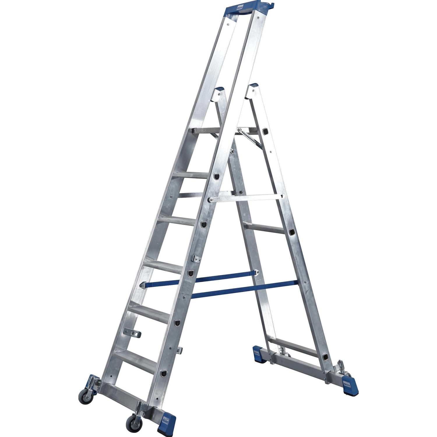 Krause Stabilo Stufen-Steh-Leiter fahrbar mit Traverse 6 Stufen